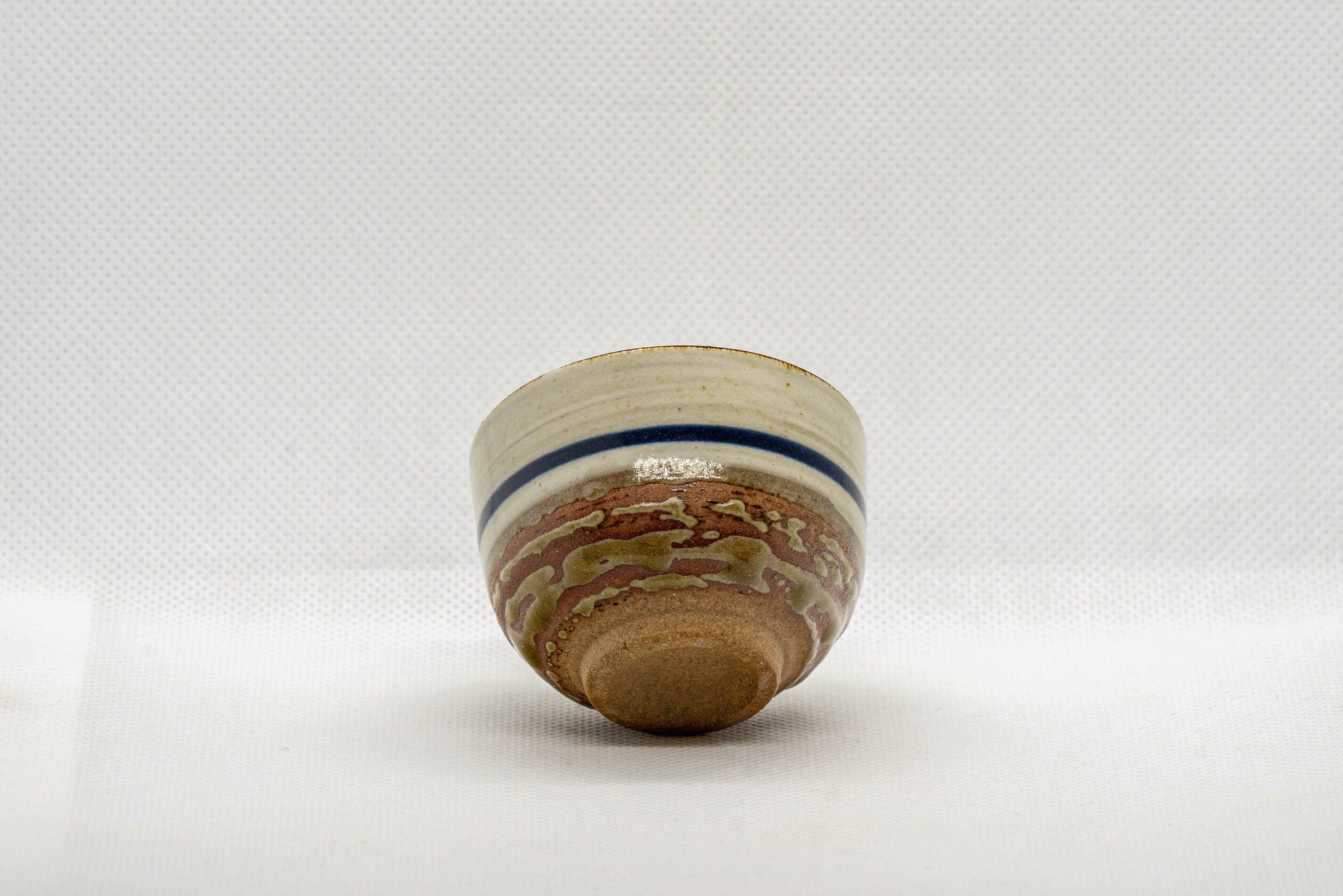Japanese Teacup - Striped Stoneware Wan-nari Guinomi - 40ml