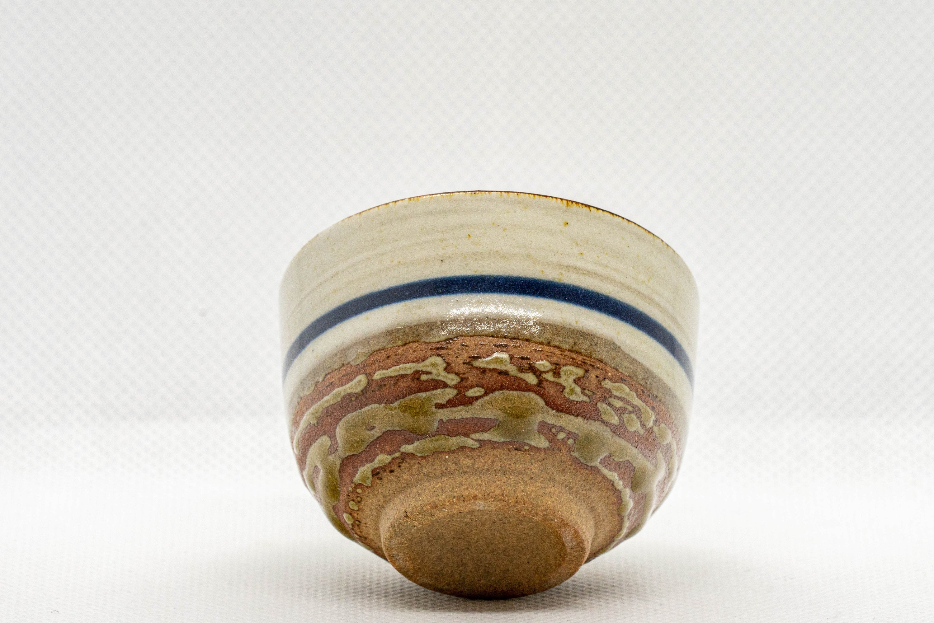 Japanese Teacup - Striped Stoneware Wan-nari Guinomi - 40ml