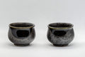Japanese Teacups - Pair of Metallic Black Guinomi - 40ml