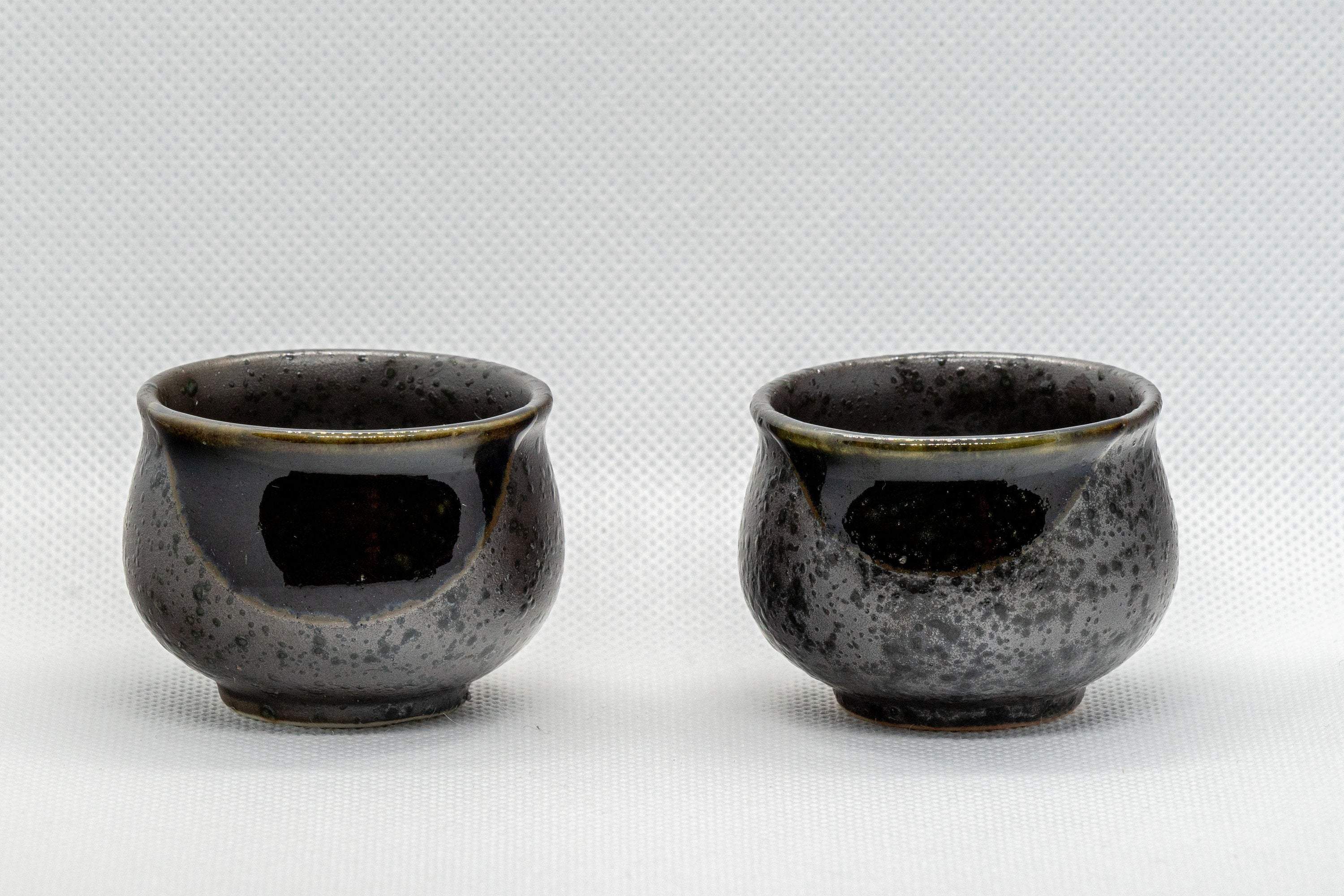 Japanese Teacups - Pair of Metallic Black Guinomi - 40ml