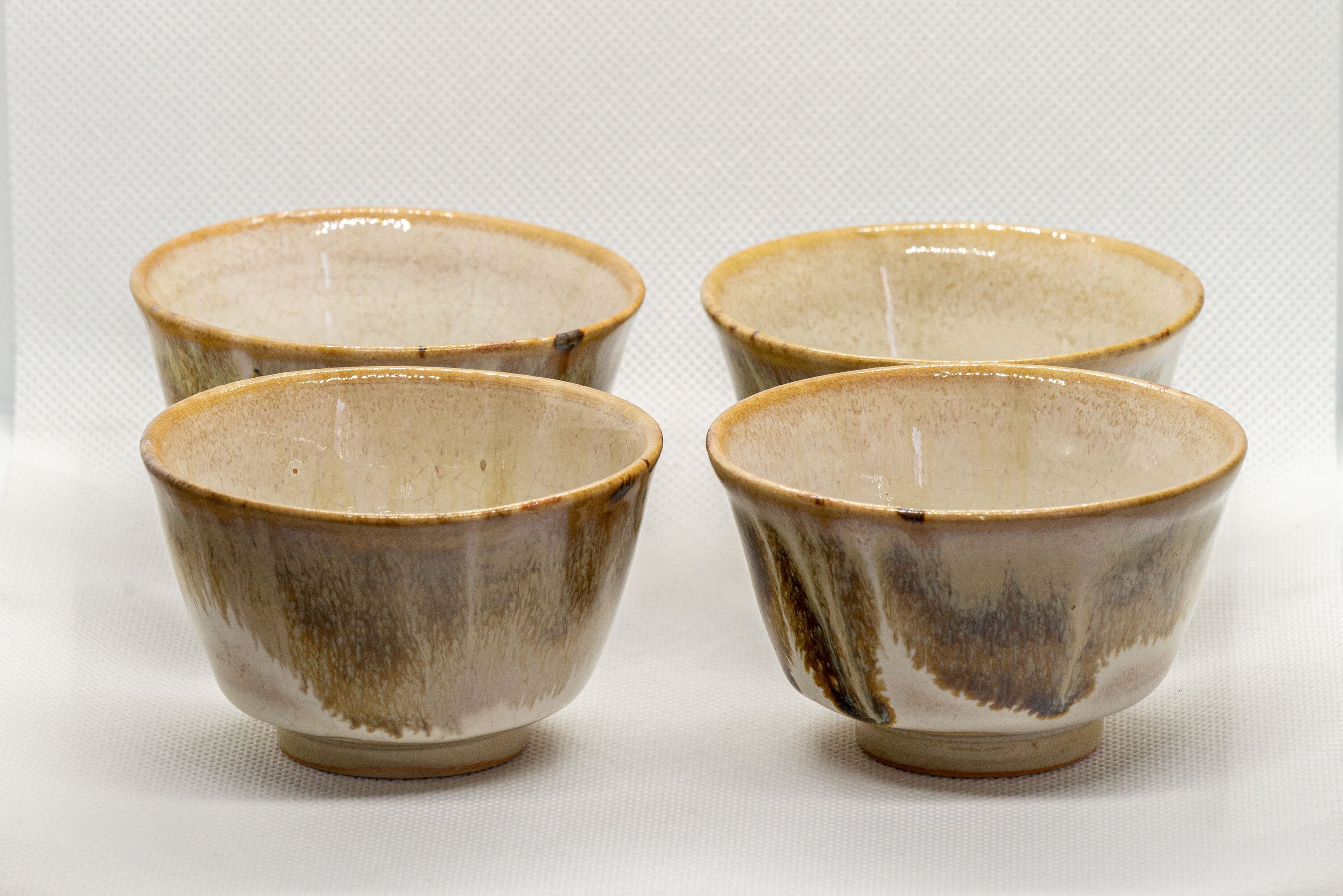 Japanese Teacups - Set of 4 Hare's Fur Glazed Senchawan - 85ml