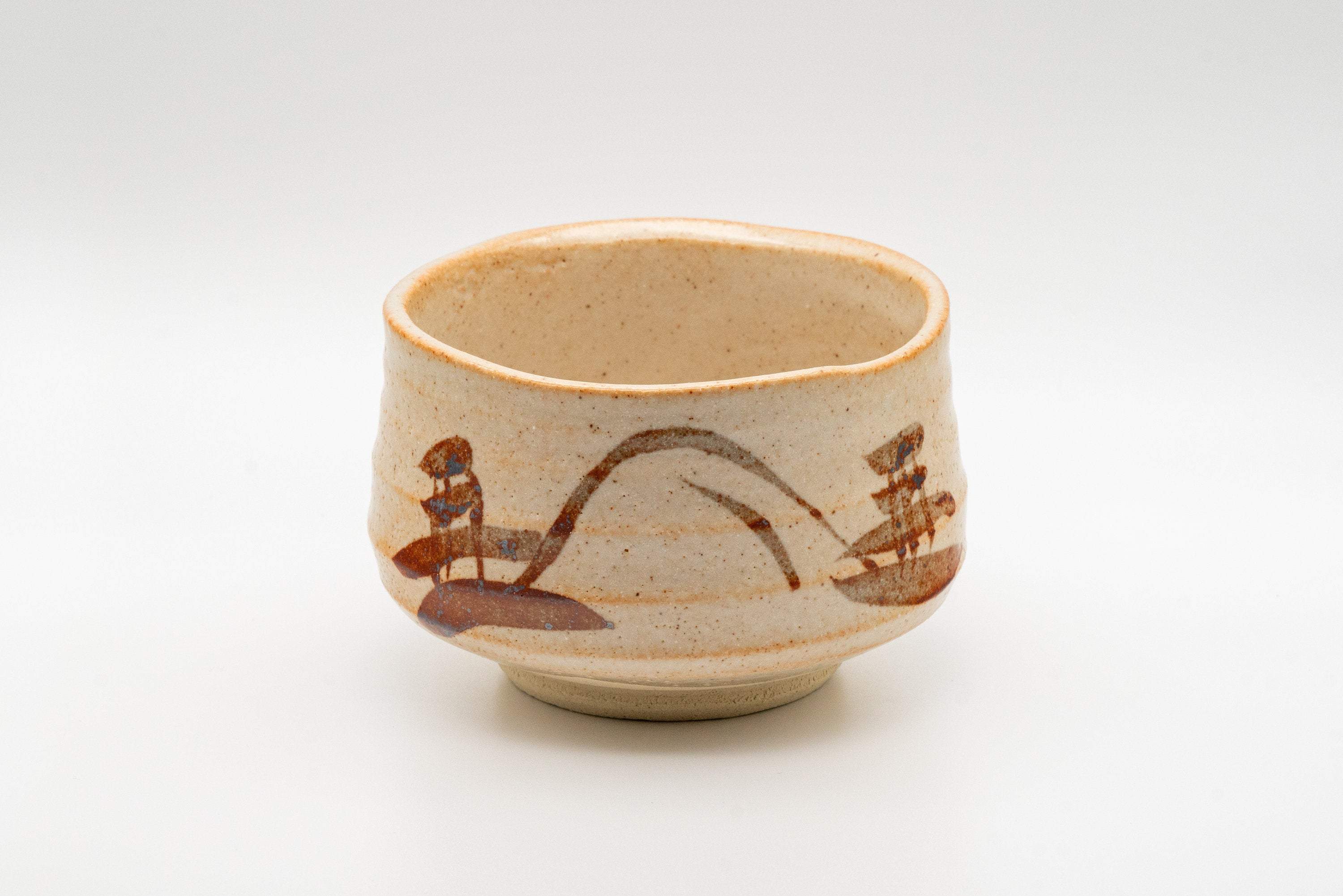 Japanese Matcha Bowl - Shino Glazed Hantsutsu-gata Chawan - 450ml