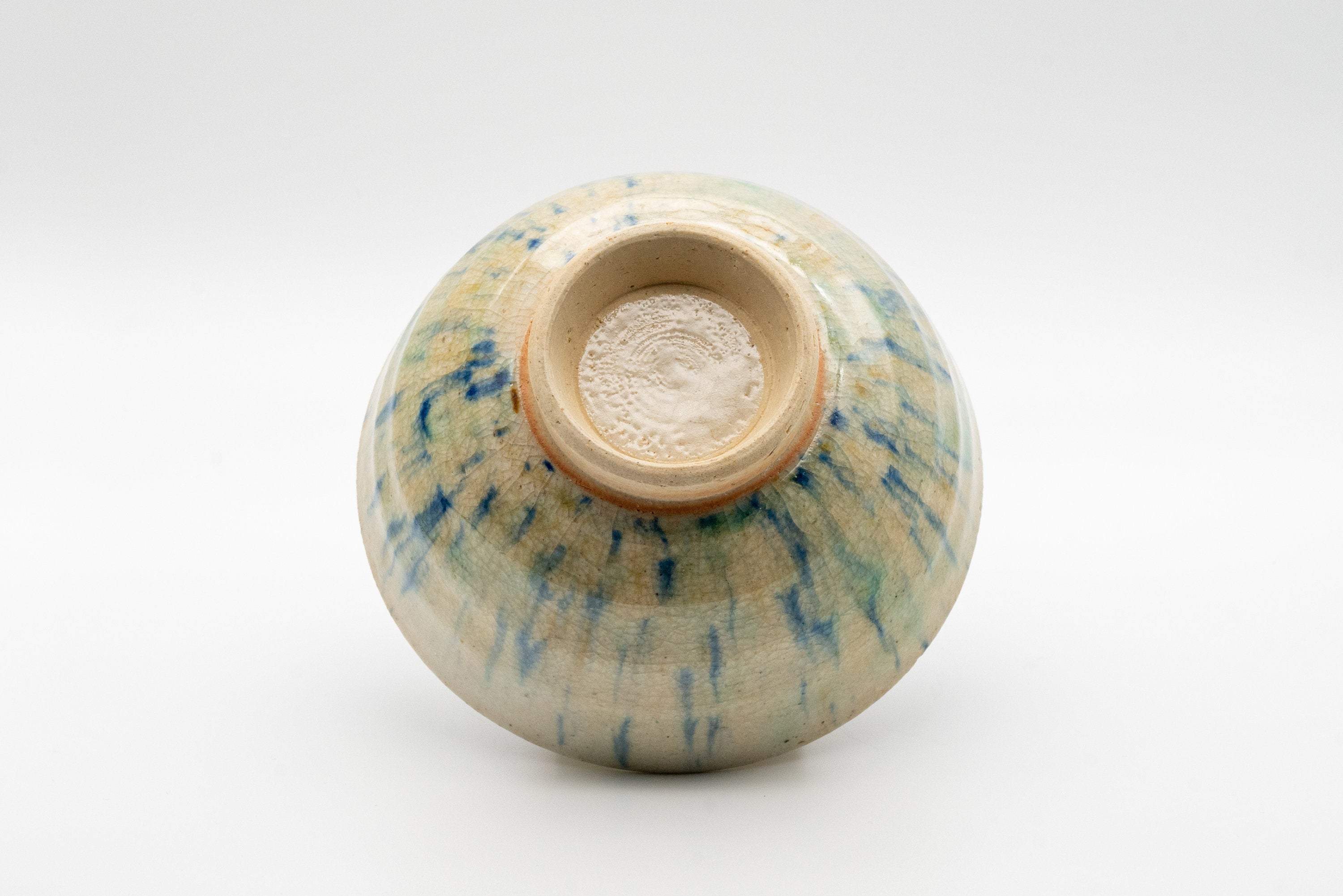 Japanese Matcha Bowl - Blue Striped Wan-nari Chawan - 275ml