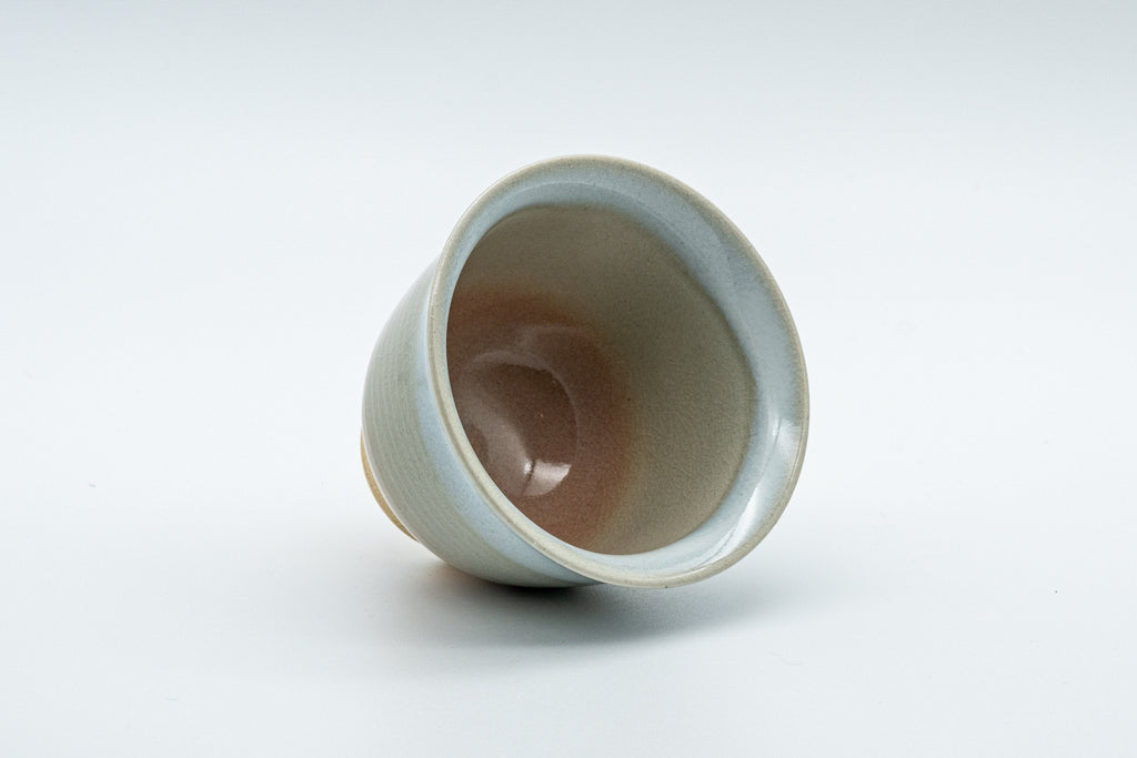 Japanese Teacups - 天鵬山 Tsubaki Kiln - Pair of Beige Glazed Hagi-yaki Yunomi - 85ml
