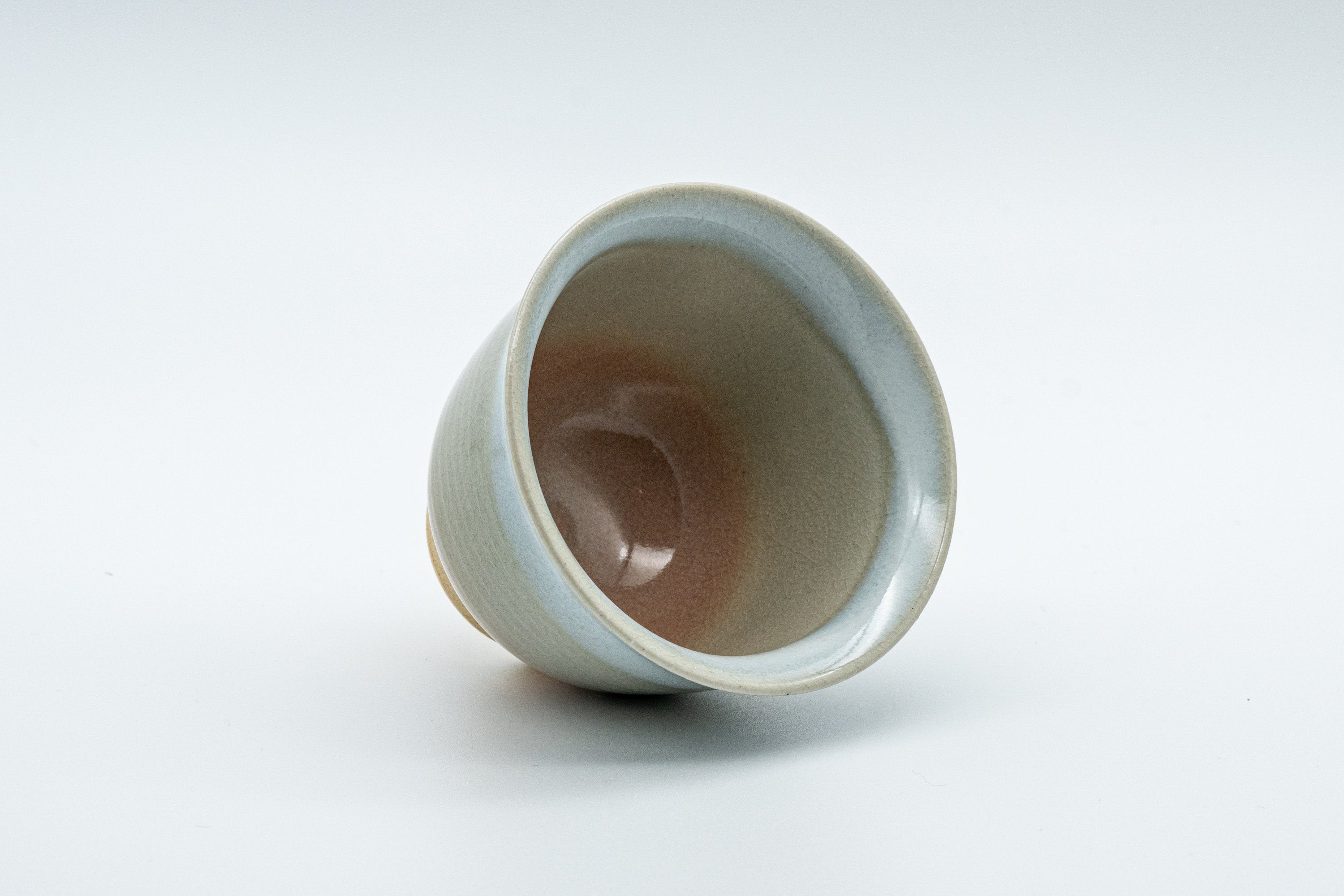 Japanese Teacups - 天鵬山 Tsubaki Kiln - Pair of Beige Glazed Hagi-yaki Yunomi - 85ml