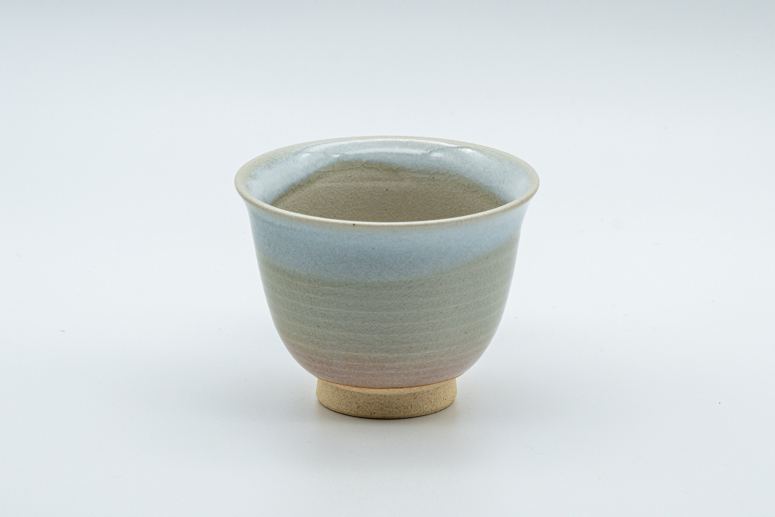 Japanese Teacups - 天鵬山 Tsubaki Kiln - Pair of Beige Glazed Hagi-yaki Yunomi - 85ml