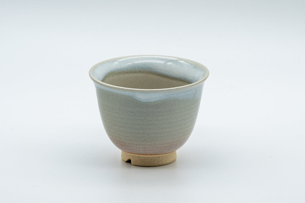 Japanese Teacups - 天鵬山 Tsubaki Kiln - Pair of Beige Glazed Hagi-yaki Yunomi - 85ml