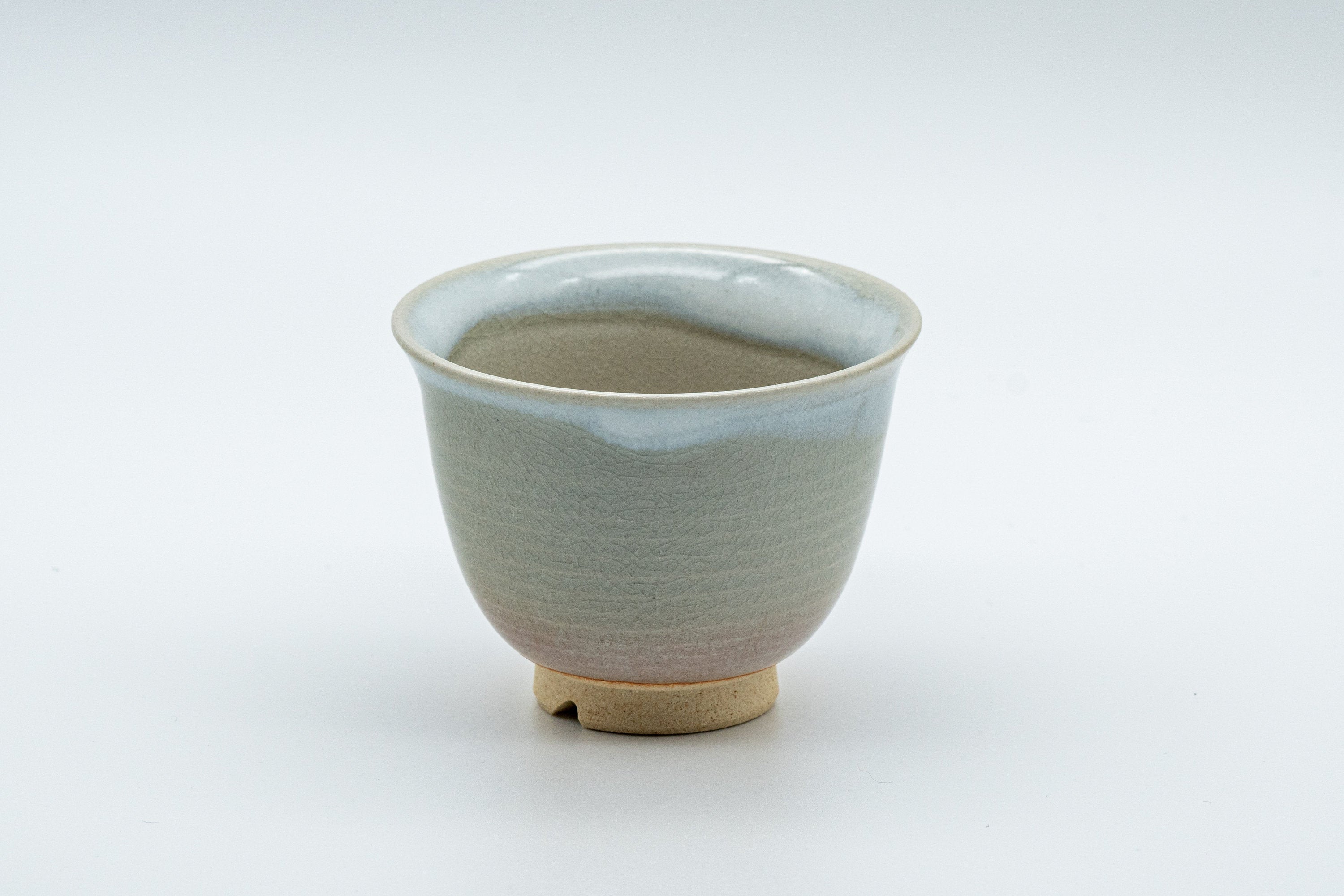 Japanese Teacups - 天鵬山 Tsubaki Kiln - Pair of Beige Glazed Hagi-yaki Yunomi - 85ml