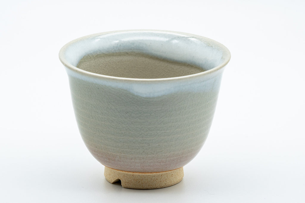Japanese Teacups - 天鵬山 Tsubaki Kiln - Pair of Beige Glazed Hagi-yaki Yunomi - 85ml