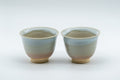 Japanese Teacups - 天鵬山 Tsubaki Kiln - Pair of Beige Glazed Hagi-yaki Yunomi - 85ml