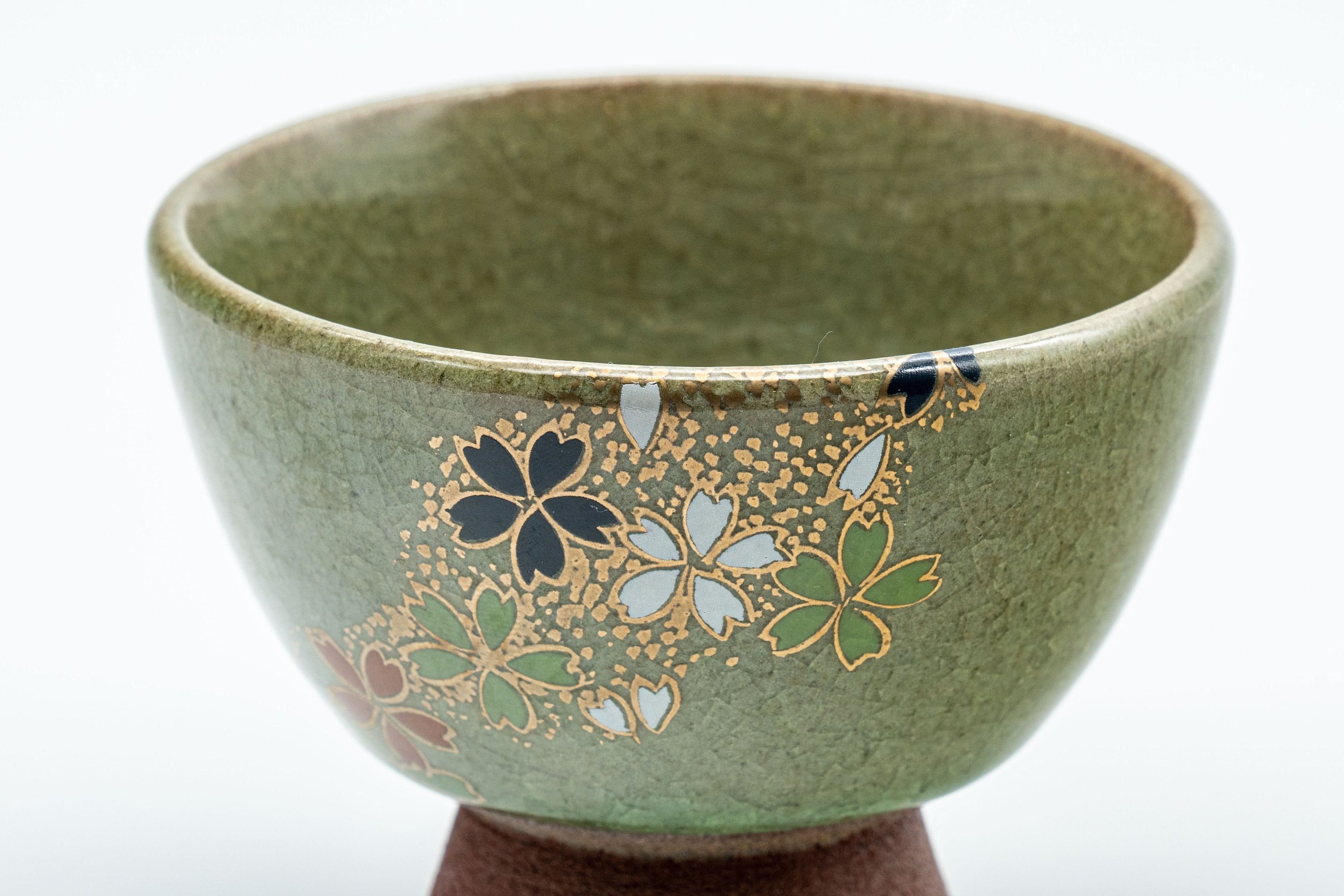 Japanese Teacup - Floral Celadon Sugi-nari Senchawan - 75ml