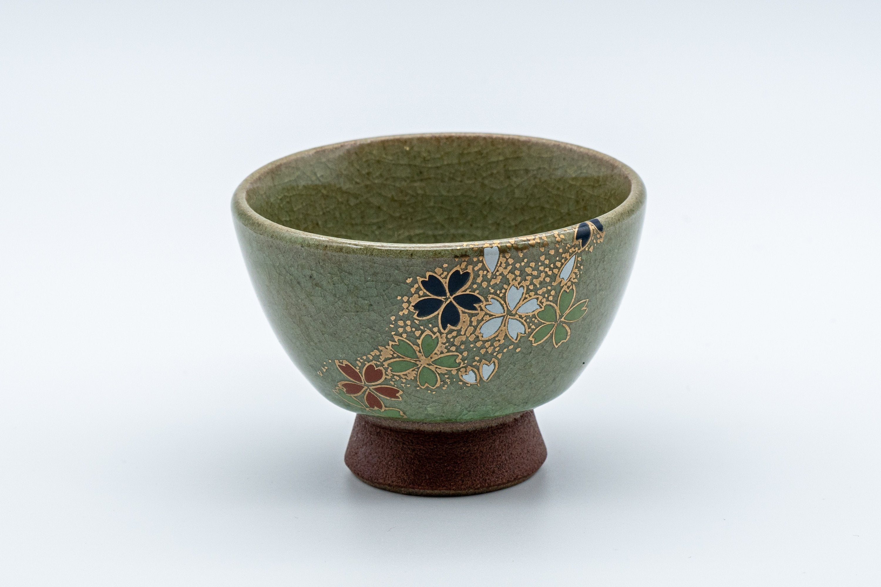 Japanese Teacup - Floral Celadon Sugi-nari Senchawan - 75ml