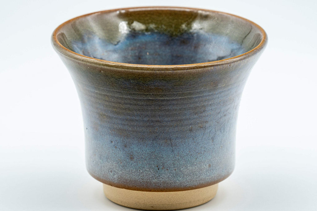 Japanese Teacup - Blue Crazed Glazed Flared Lip Yunomi - 90ml
