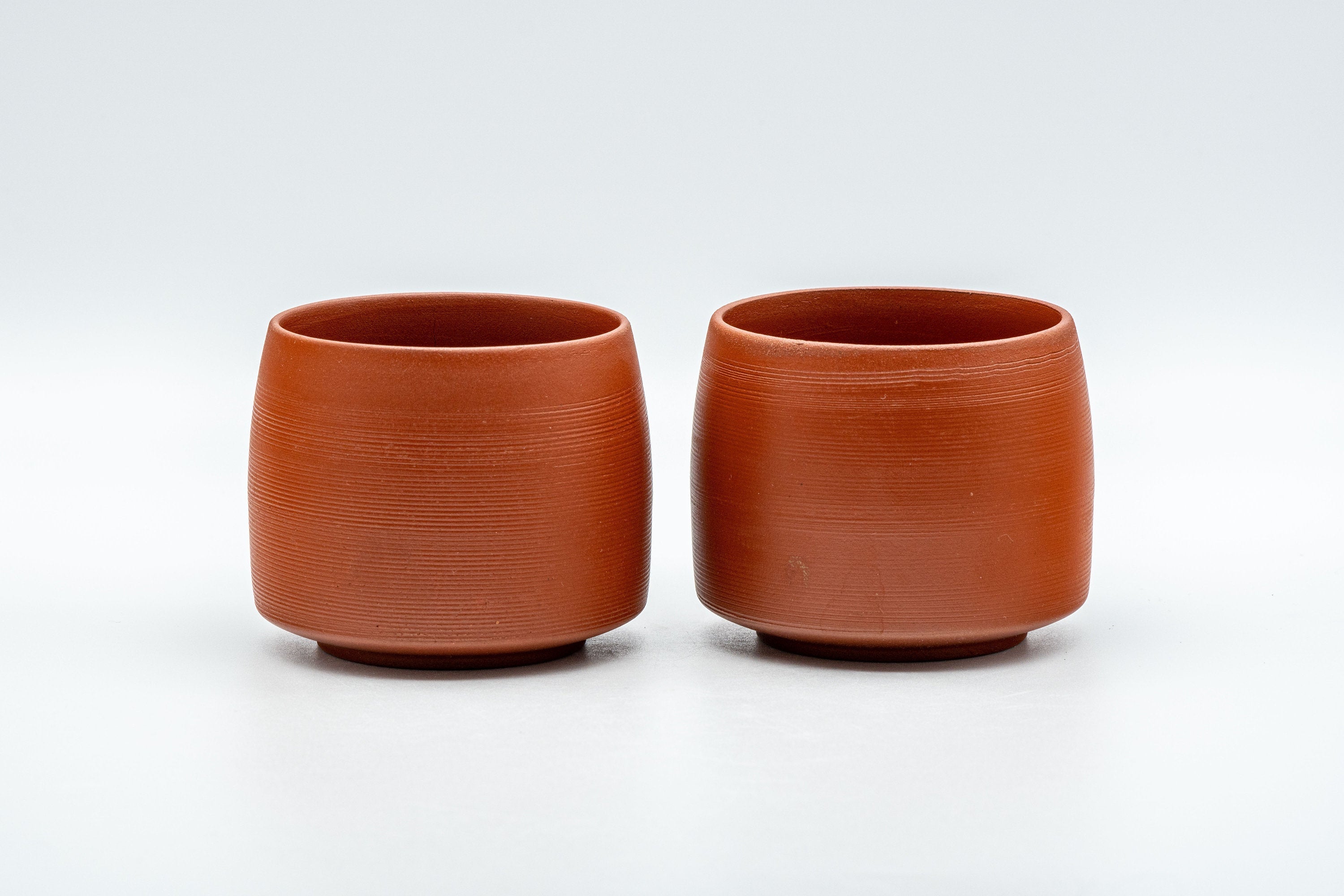 Japanese Teacups - Pair of Bamboo Hantsutsu-gata Tokoname-yaki Yunomi - 130ml