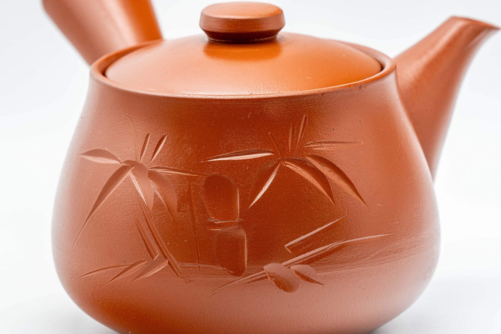 Japanese Kyusu - Bamboo Nasu-gata Tokoname-yaki Debeso Teapot - 300ml