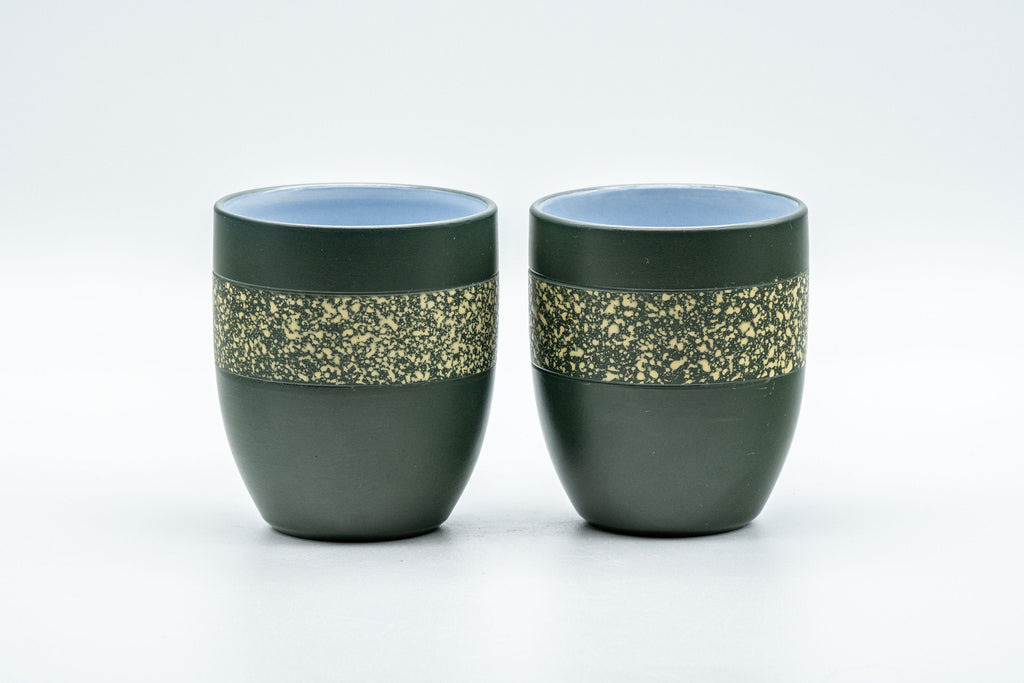 Japanese Teacups - Pair of Green Ryokudei Tokoname-yaki Yunomi - 130ml