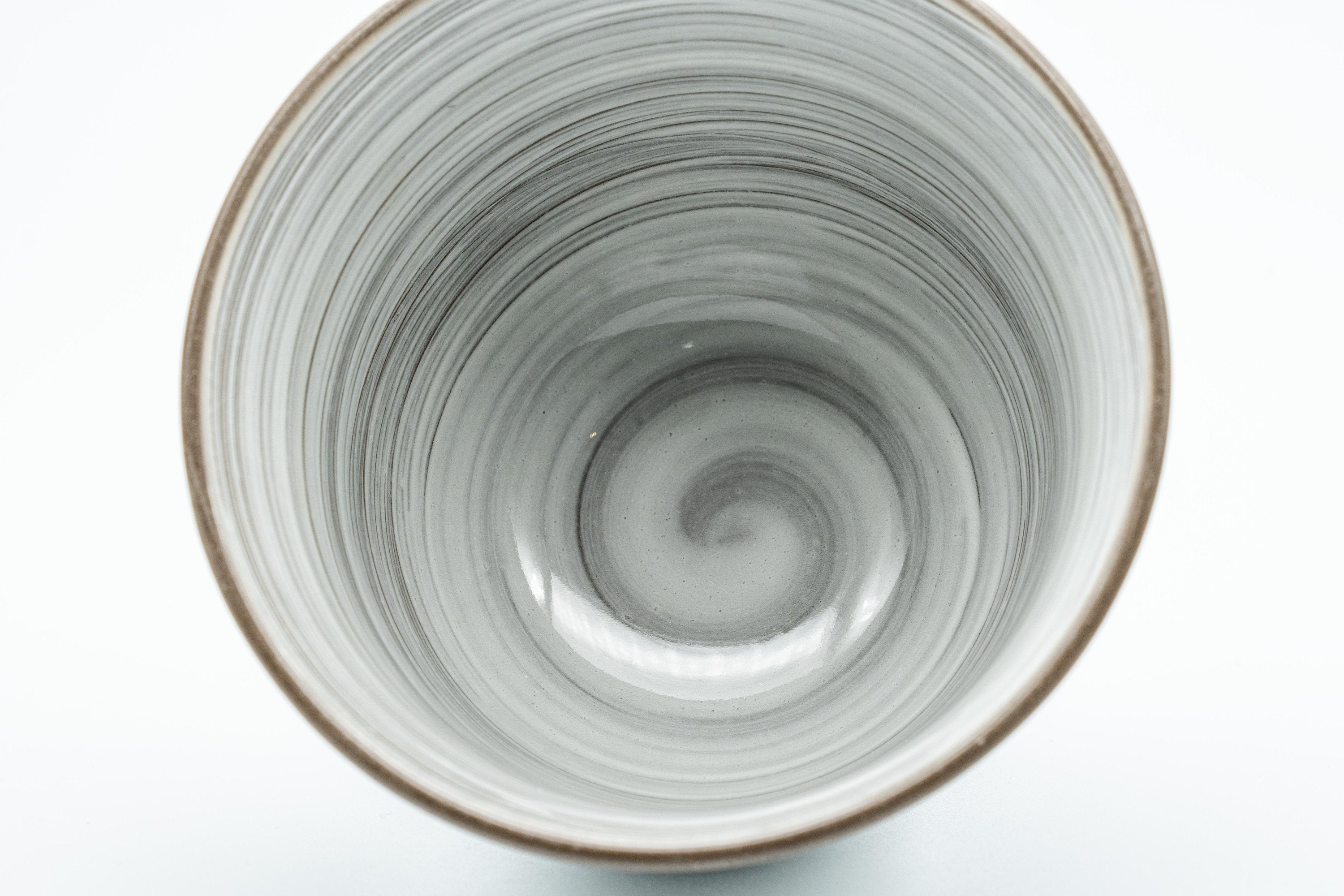 Japanese Teacups - Pair of White Glazed Yunomi with Long Grass Motifs - 100ml