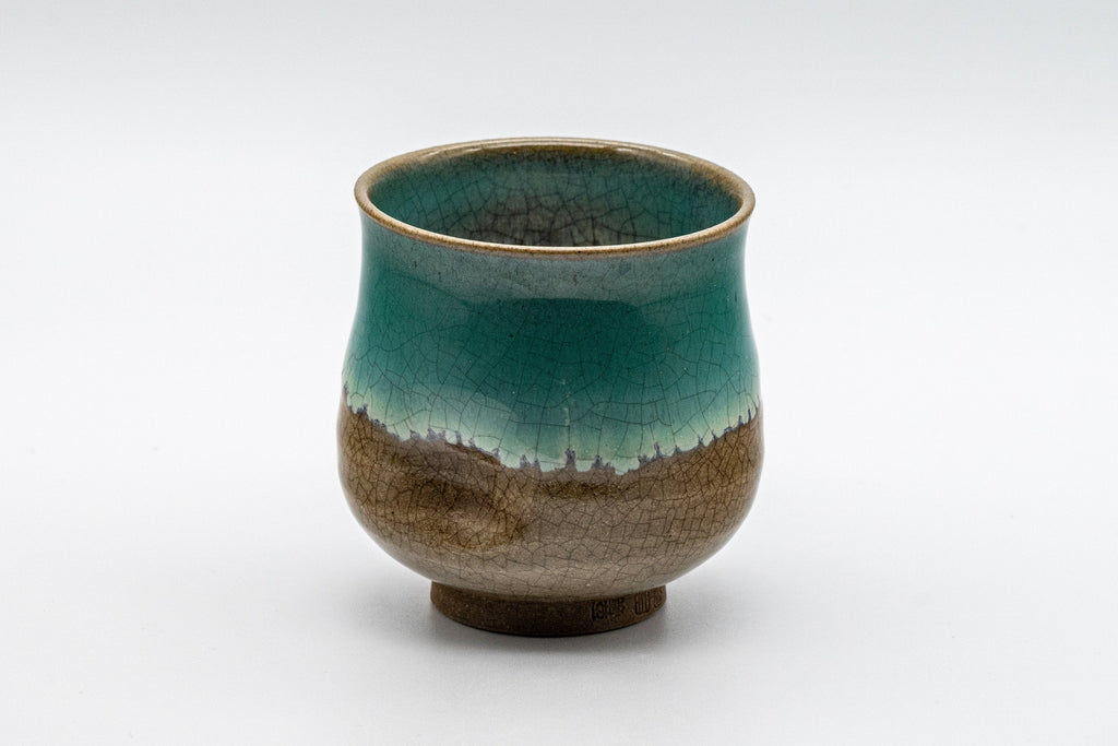 Japanese Teacup - Turquoise Glazed Agano-yaki Dojimari-gata Yunomi - 150ml
