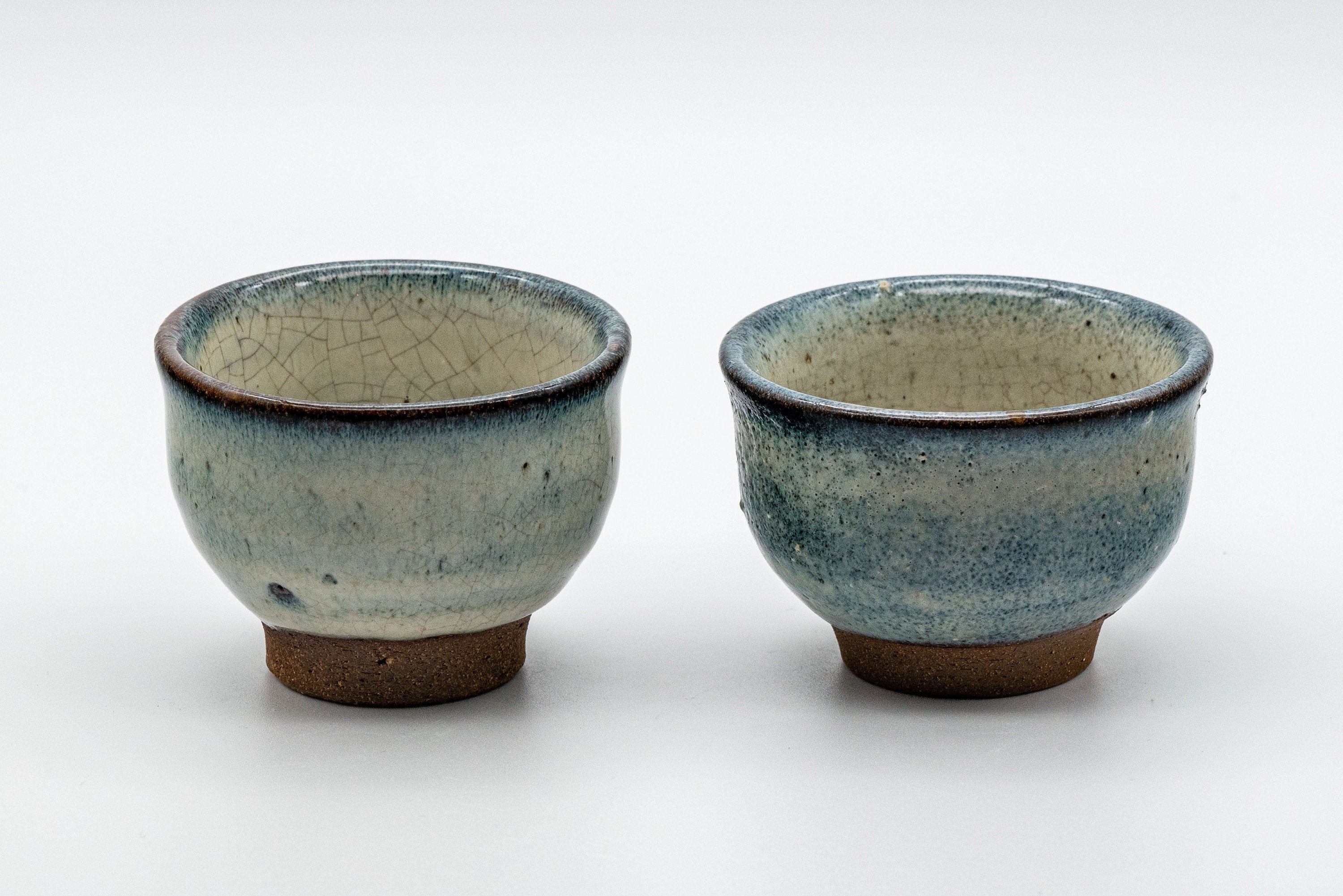 Japanese Teacups - Pair of Crazed Glaze Senchawan - 60ml