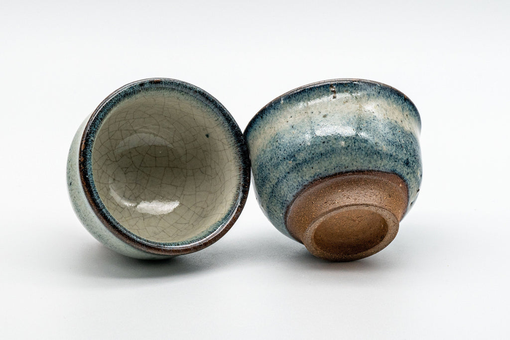 Japanese Teacups - Pair of Crazed Glaze Senchawan - 60ml