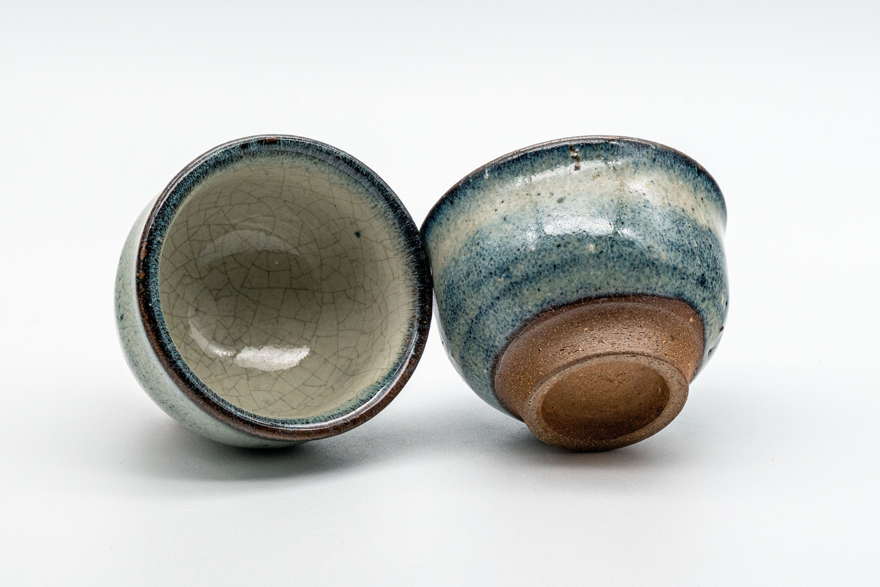 Japanese Teacups - Pair of Crazed Glaze Senchawan - 60ml