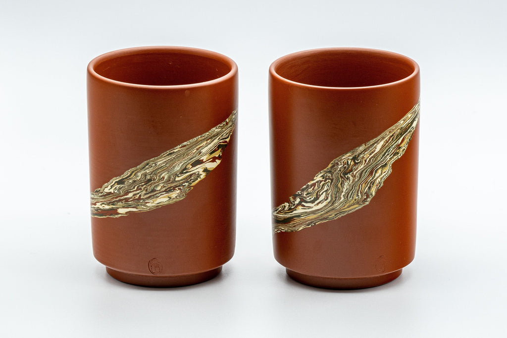 Japanese Teacups - Pair of 陽山 Nerikomi Tsutsu-gata Tokoname-yaki Yunomi - 160ml