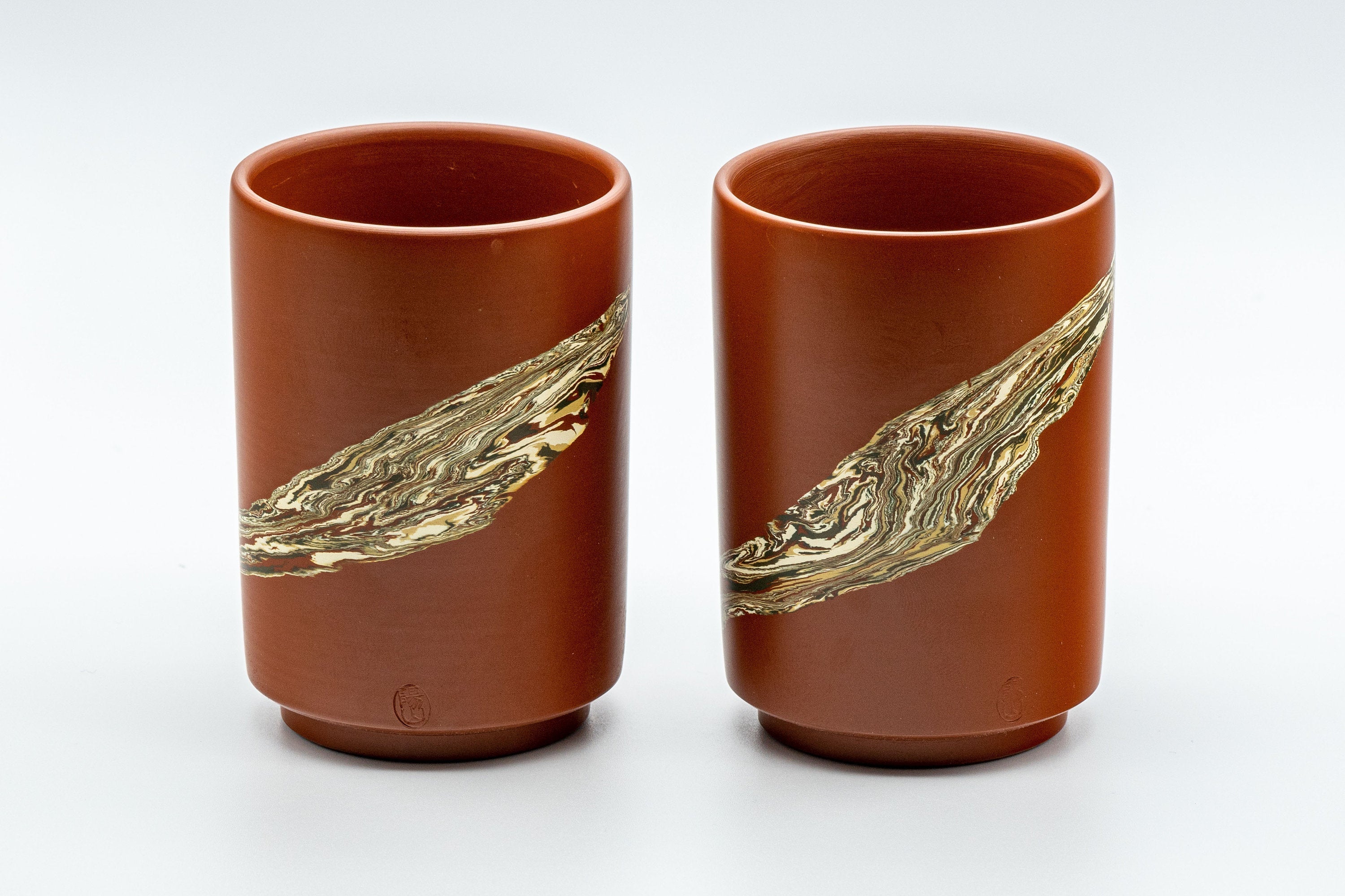 Japanese Teacups - Pair of 陽山 Nerikomi Tsutsu-gata Tokoname-yaki Yunomi - 160ml
