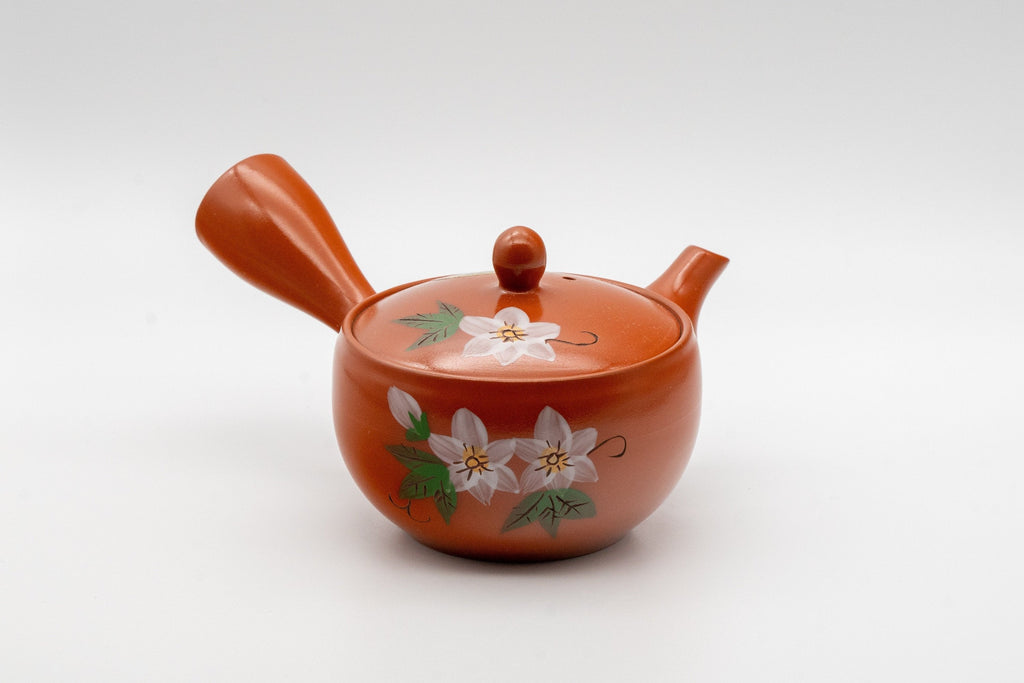 Japanese Kyusu - 盛山窯 Moriyama Kiln Floral Tokoname-yaki Teapot - 180ml