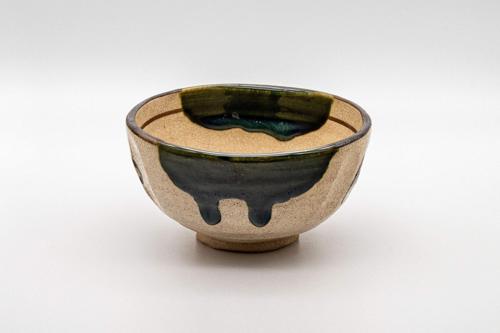 Japanese Matcha Bowl - 野田 東山 Wan-nari Oribe-yaki Chawan - 300ml