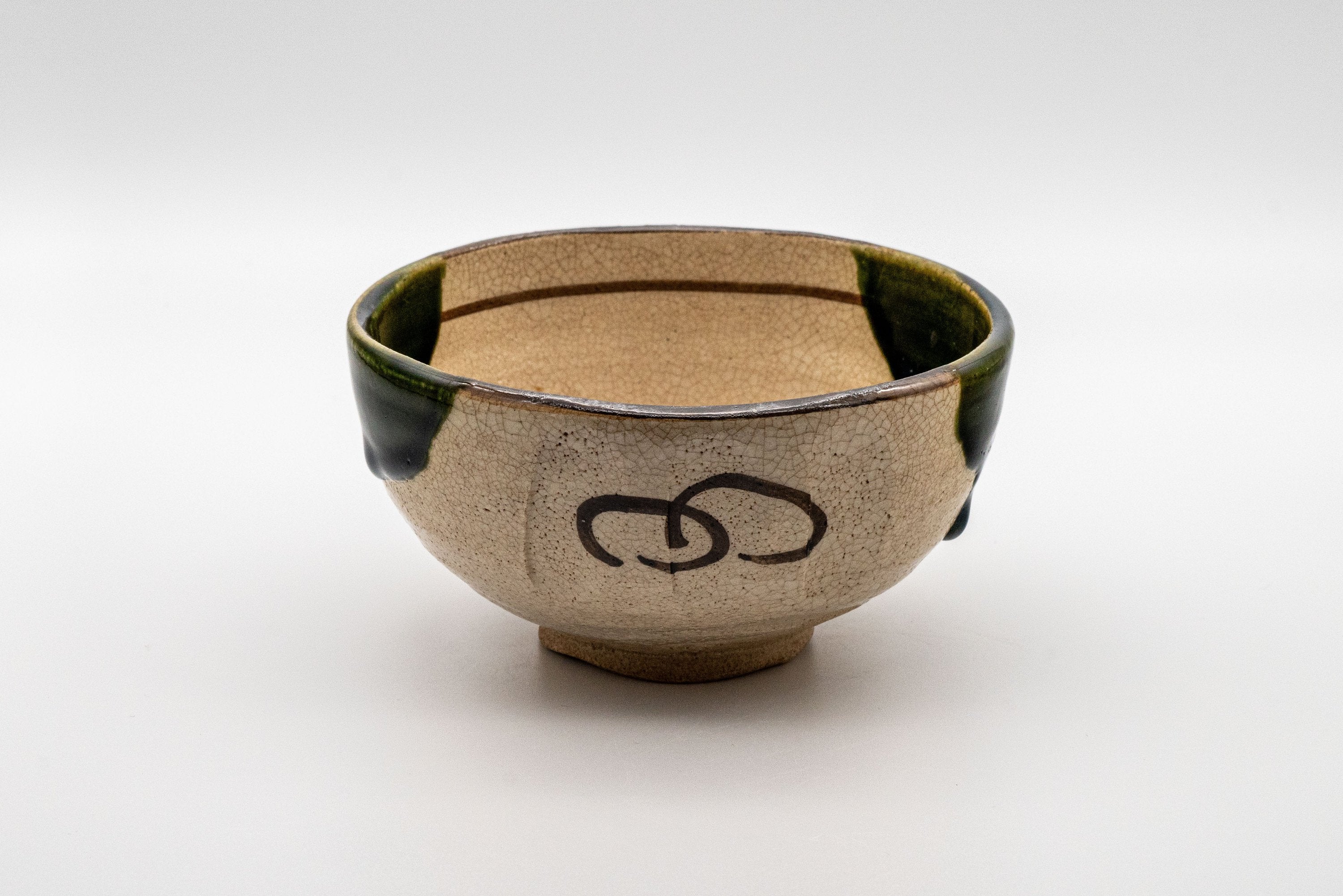 Japanese Matcha Bowl - 野田 東山 Wan-nari Oribe-yaki Chawan - 300ml
