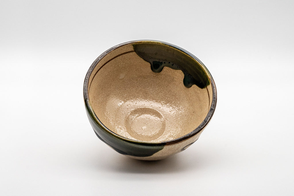 Japanese Matcha Bowl - 野田 東山 Wan-nari Oribe-yaki Chawan - 300ml
