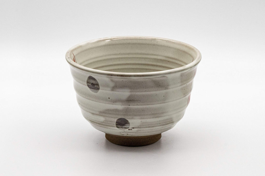 Japanese Matcha Bowl - White Red Brush Glazed Ido-gata Chawan - 400ml