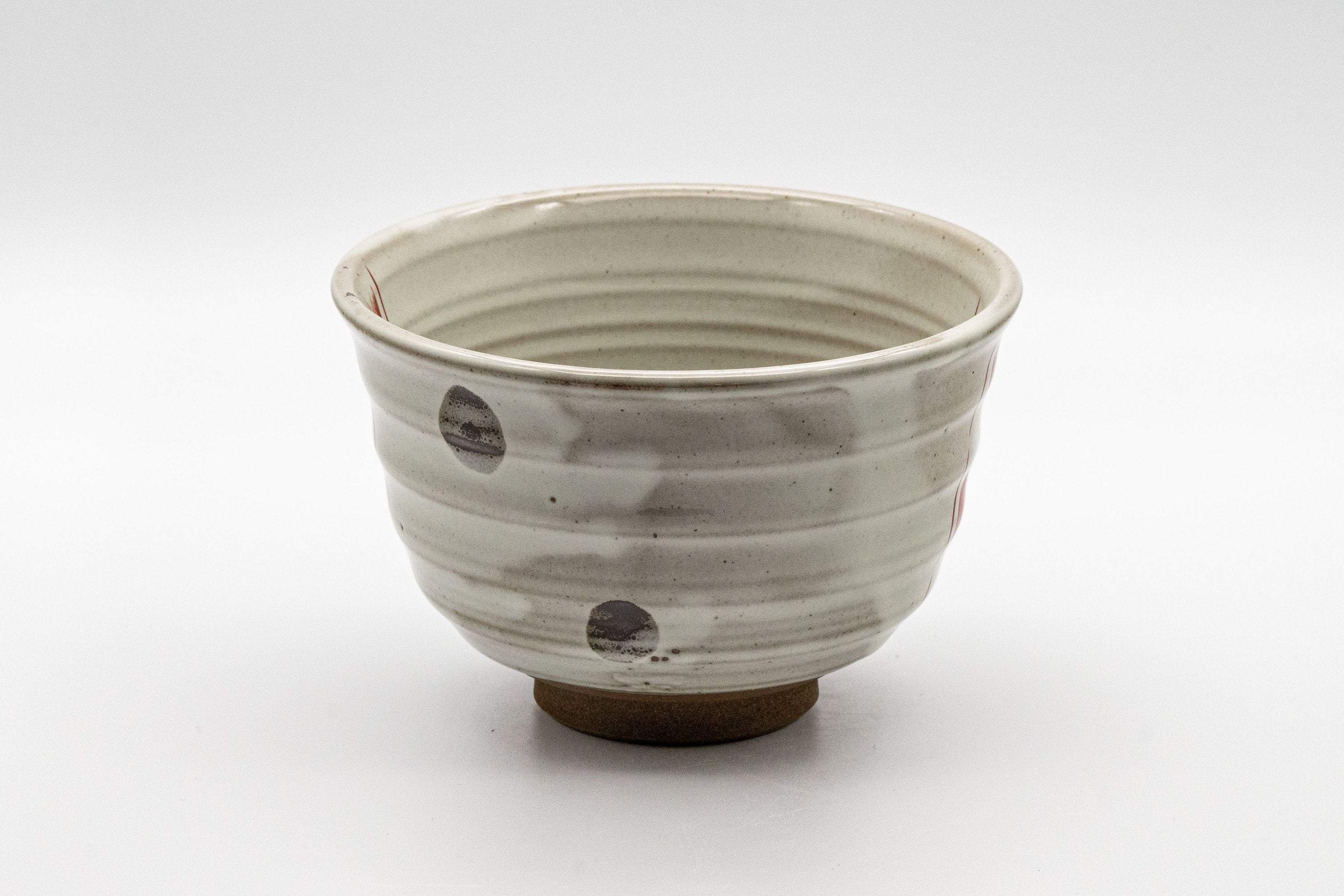 Japanese Matcha Bowl - White Red Brush Glazed Ido-gata Chawan - 400ml