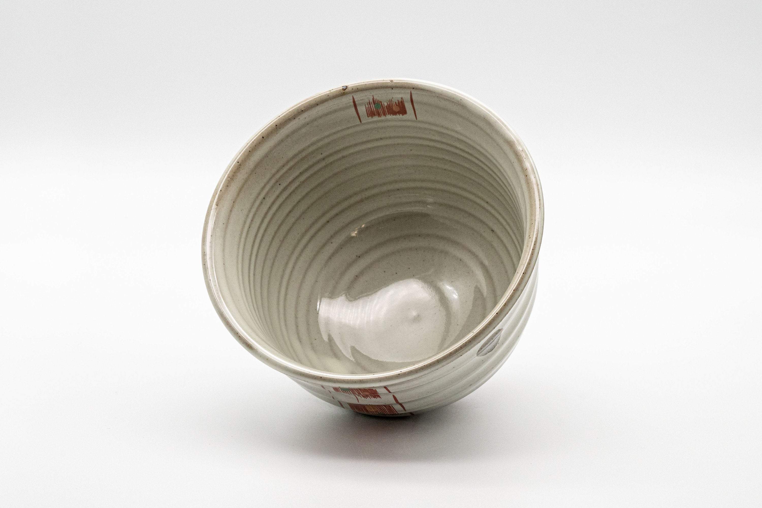 Japanese Matcha Bowl - White Red Brush Glazed Ido-gata Chawan - 400ml