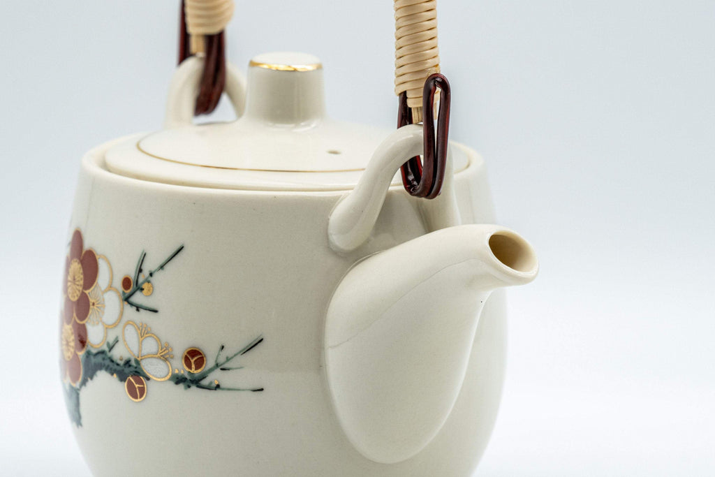 Japanese Tea Set - 木仙 Plum Blossom Arita-yaki Dobin Teapot with Two Yunomi