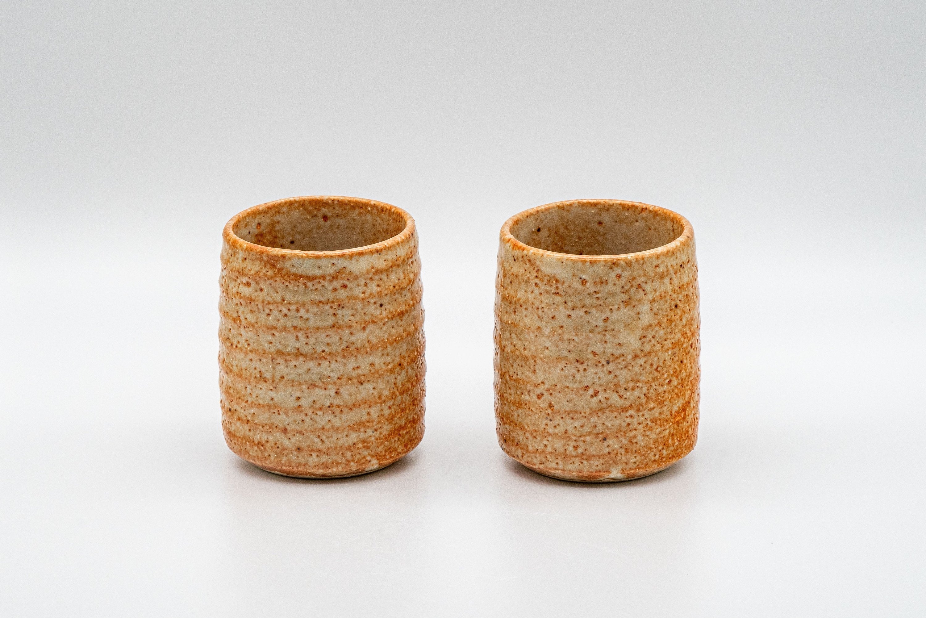 Japanese Teacups - Pair of Shino Glazed Tsutsu-gata Yunomi - 90ml
