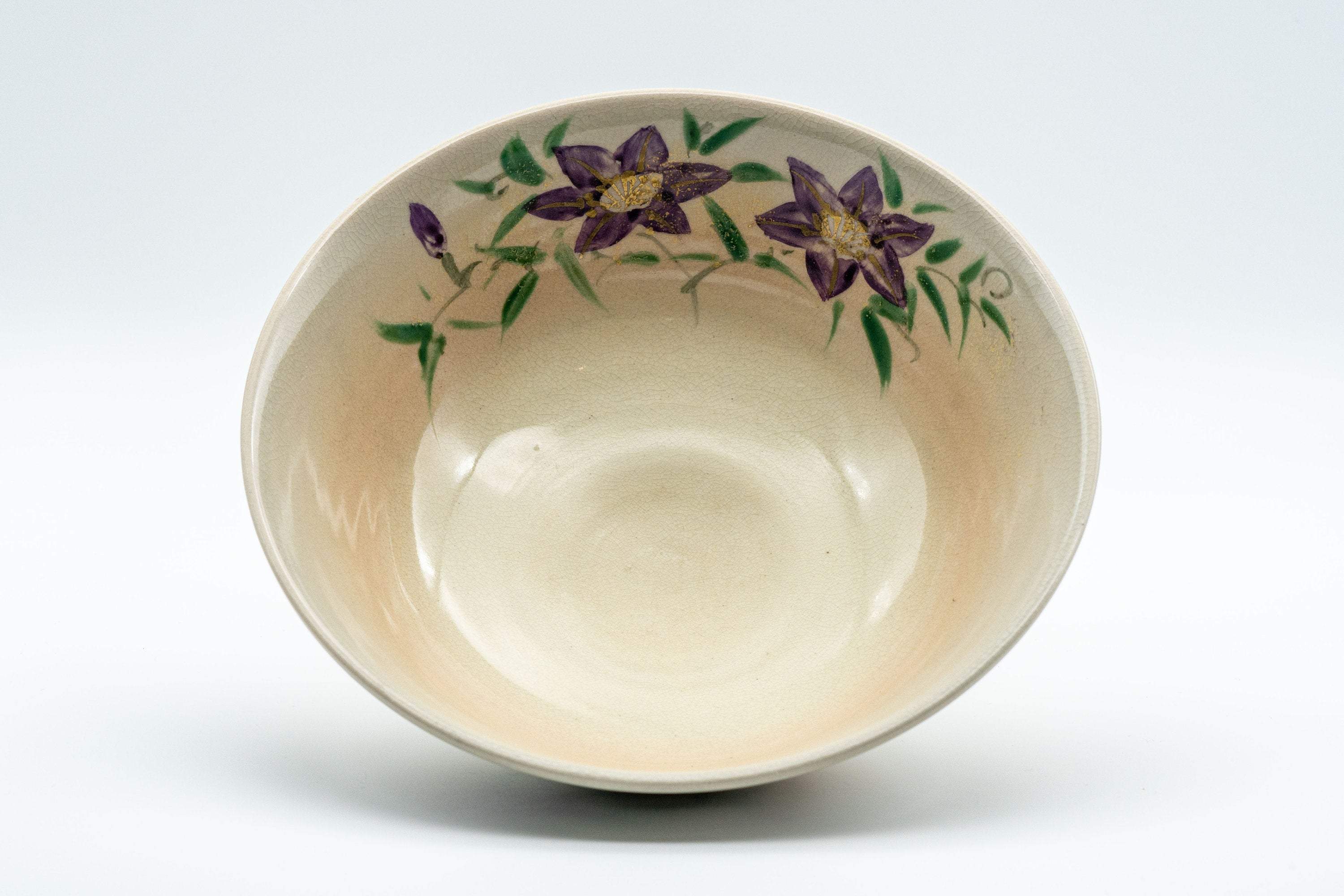 Japanese Matcha Bowl - Floral Hira-gata Summer Chawan - 300ml