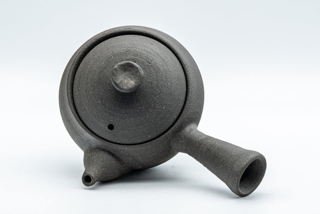Japanese Kyusu - Matte Black Unglazed Stoneware Do-ake Teapot - 175ml