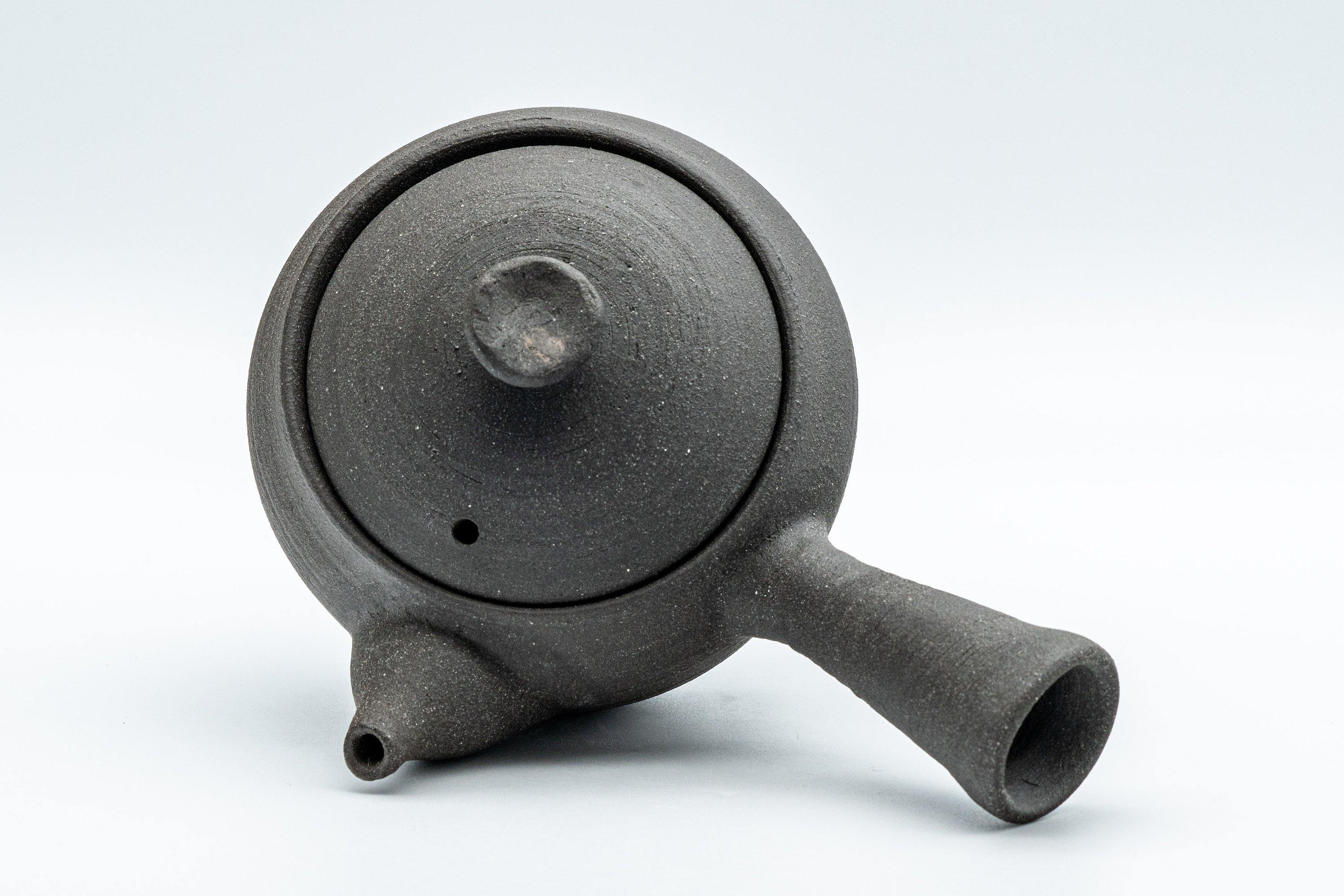 Japanese Kyusu - Matte Black Unglazed Stoneware Do-ake Teapot - 175ml