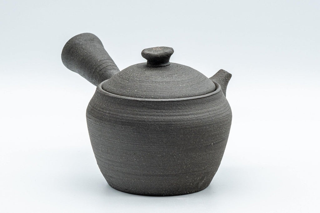 Japanese Kyusu - Matte Black Unglazed Stoneware Do-ake Teapot - 175ml