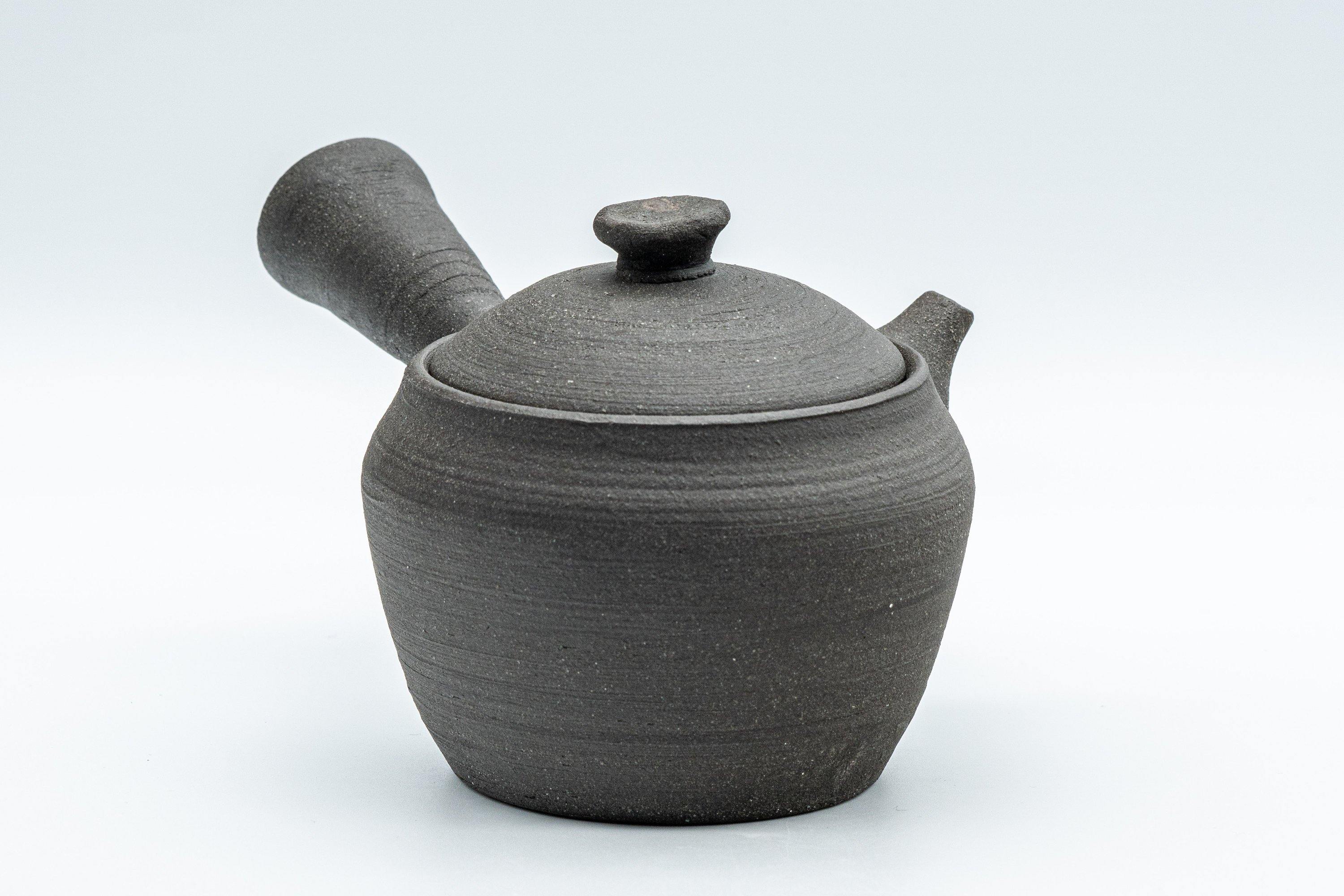 Japanese Kyusu - Matte Black Unglazed Stoneware Do-ake Teapot - 175ml