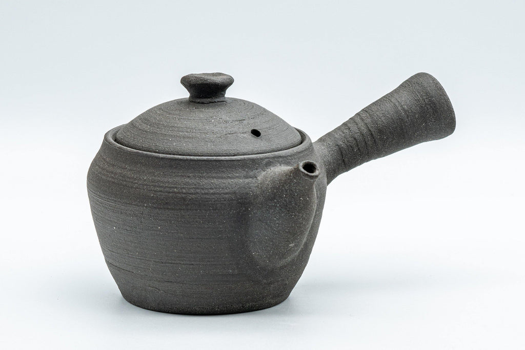 Japanese Kyusu - Matte Black Unglazed Stoneware Do-ake Teapot - 175ml
