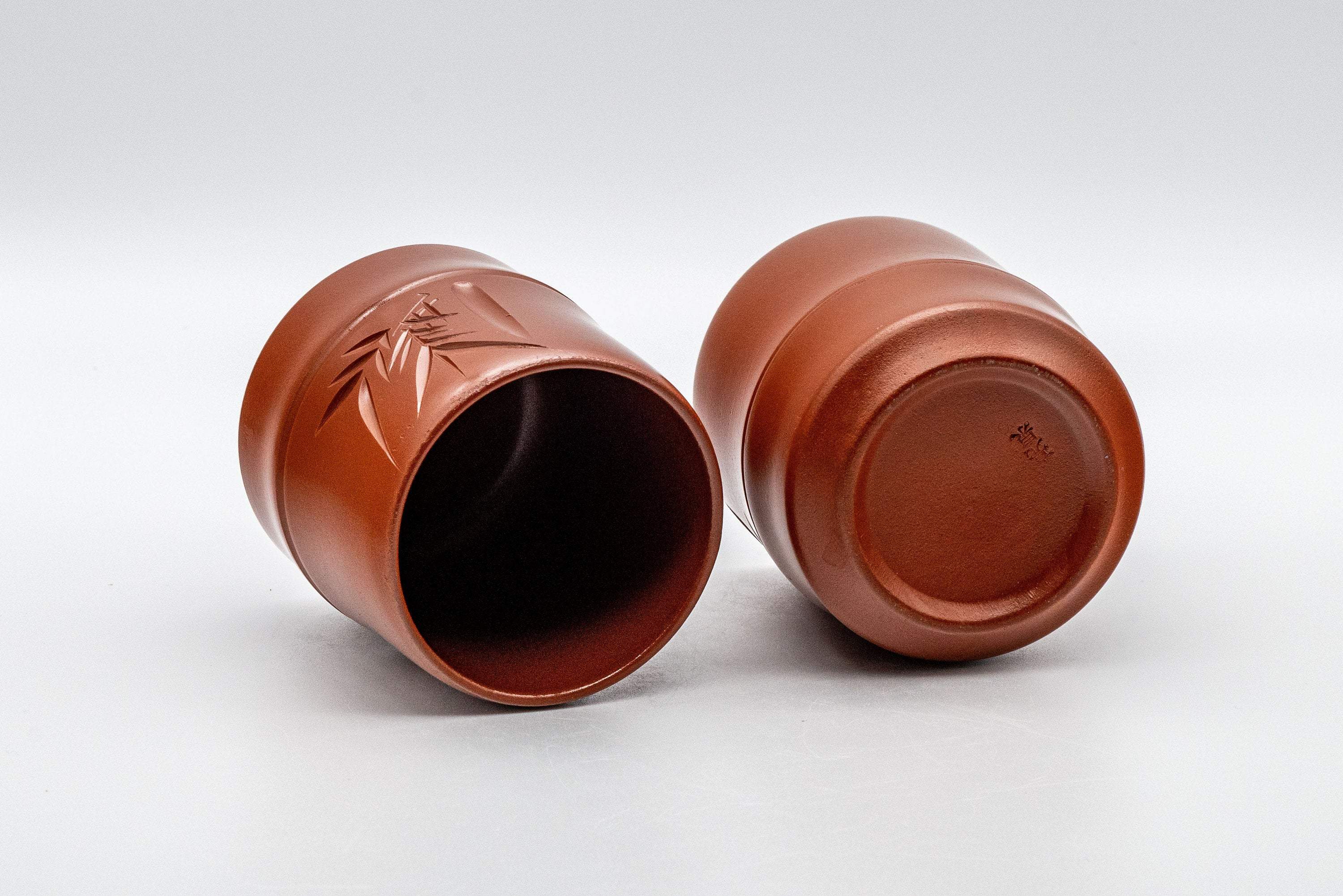 Japanese Teacups - Pair of 亮泉 朱泥 Tsutsu-gata Tokoname-yaki Yunomi - 140ml