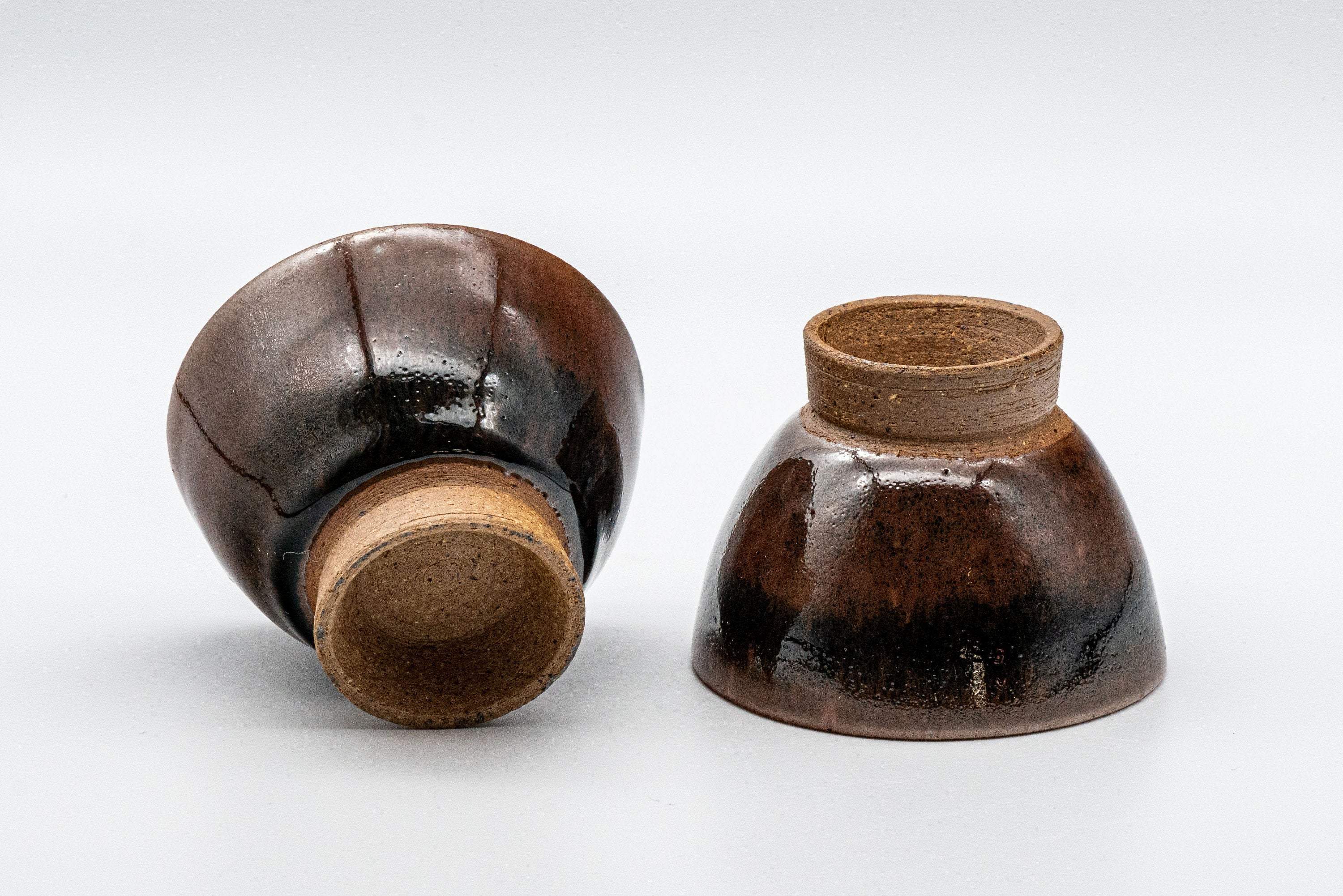 Japanese Teacups - Pair of Tenmoku Glazed Sugi-nari Guinomi  - 55ml