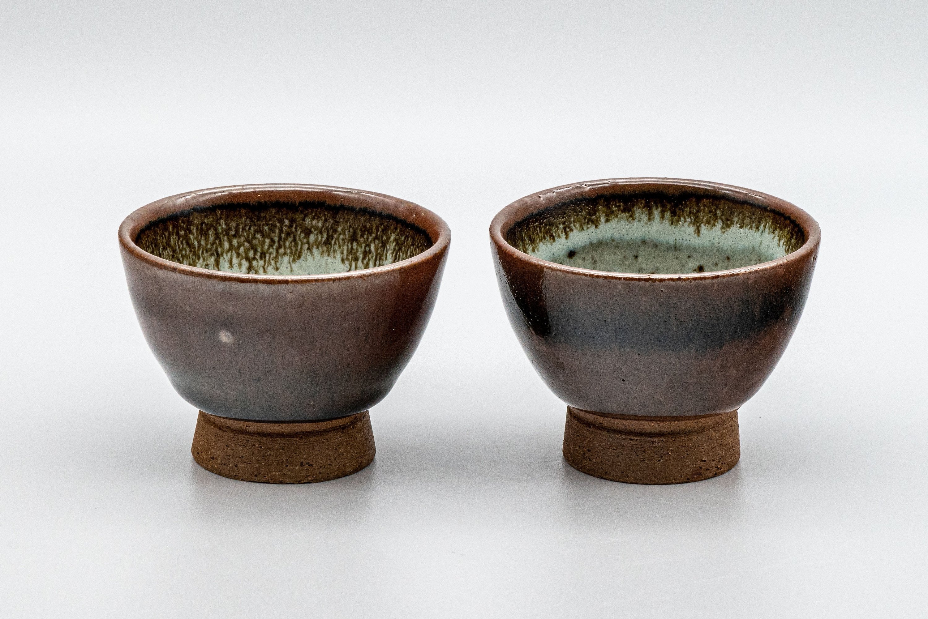 Japanese Teacups - Pair of Tenmoku Glazed Sugi-nari Guinomi  - 55ml