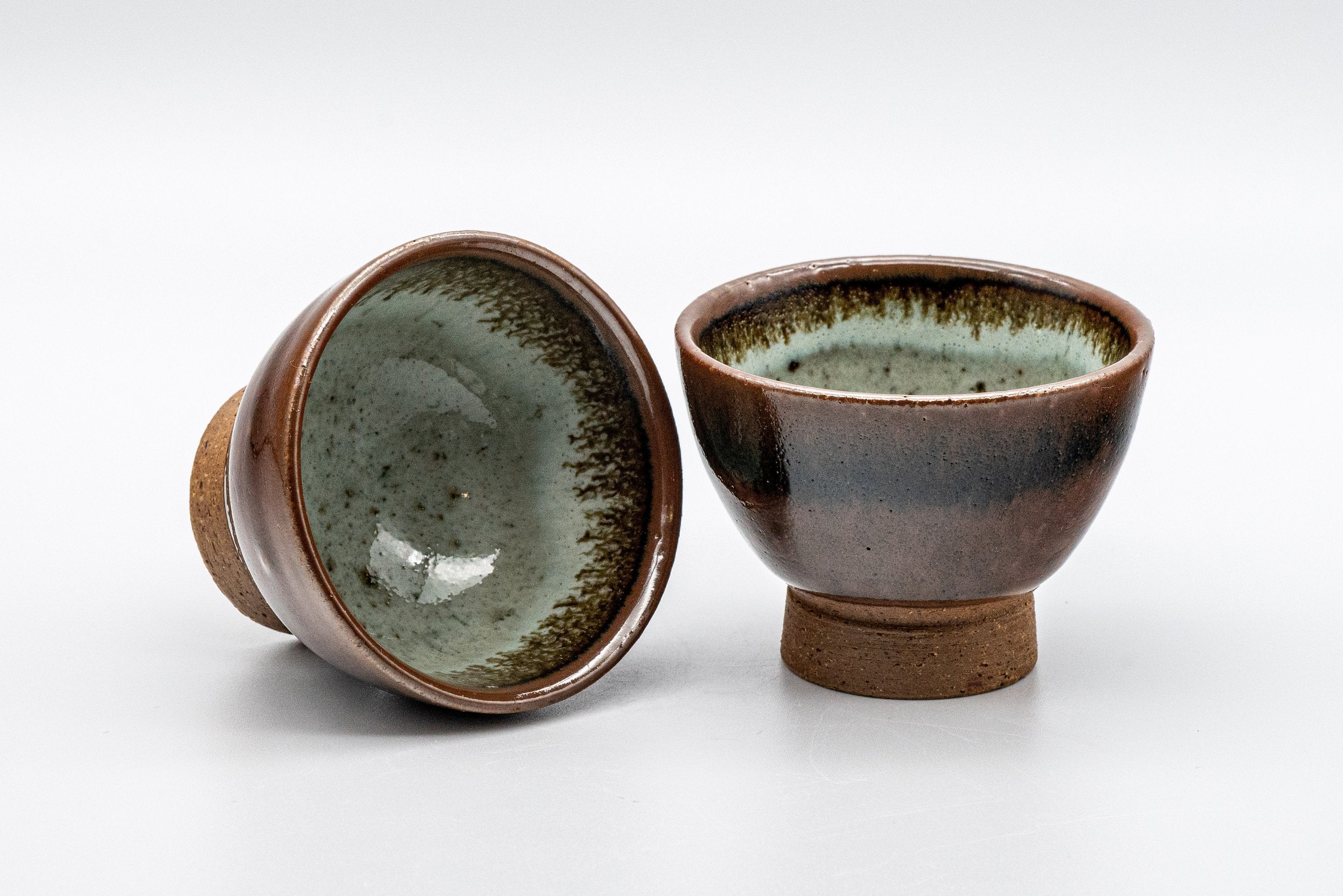 Japanese Teacups - Pair of Tenmoku Glazed Sugi-nari Guinomi  - 55ml