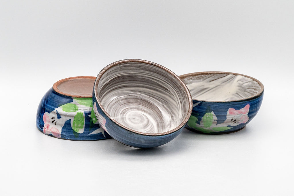 Japanese Teacups - Set of 3 Floral Yunomi - 90ml