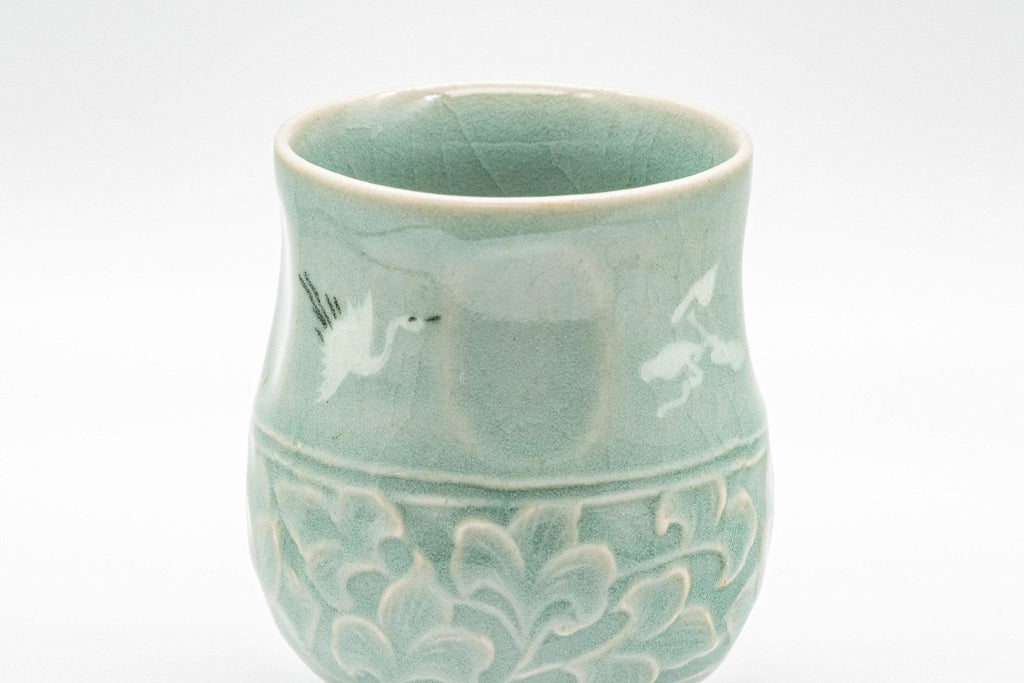 Japanese Teacups - Couple's Pair of Ishiyama Celadon Dojimari-gata Yunomi - 165ml