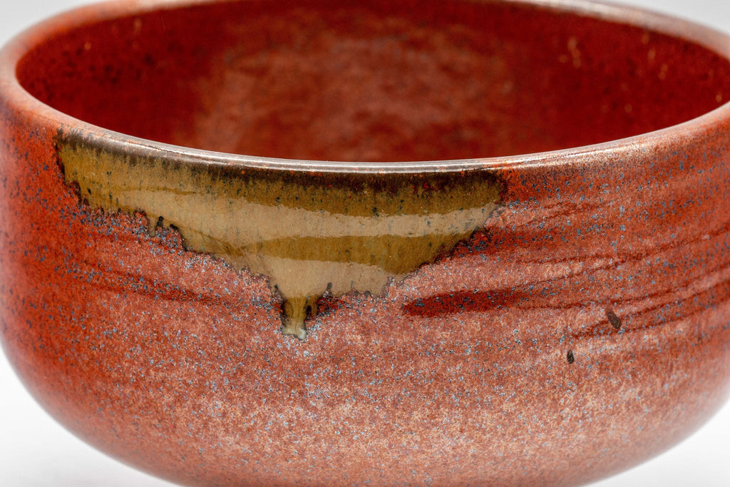 Japanese Matcha Bowl Set - 田中 佳山 Ochre Glazed Hantsutsu-gata Chawan with Bamboo Chasen Whisk and Chashaku Scoop - 450ml