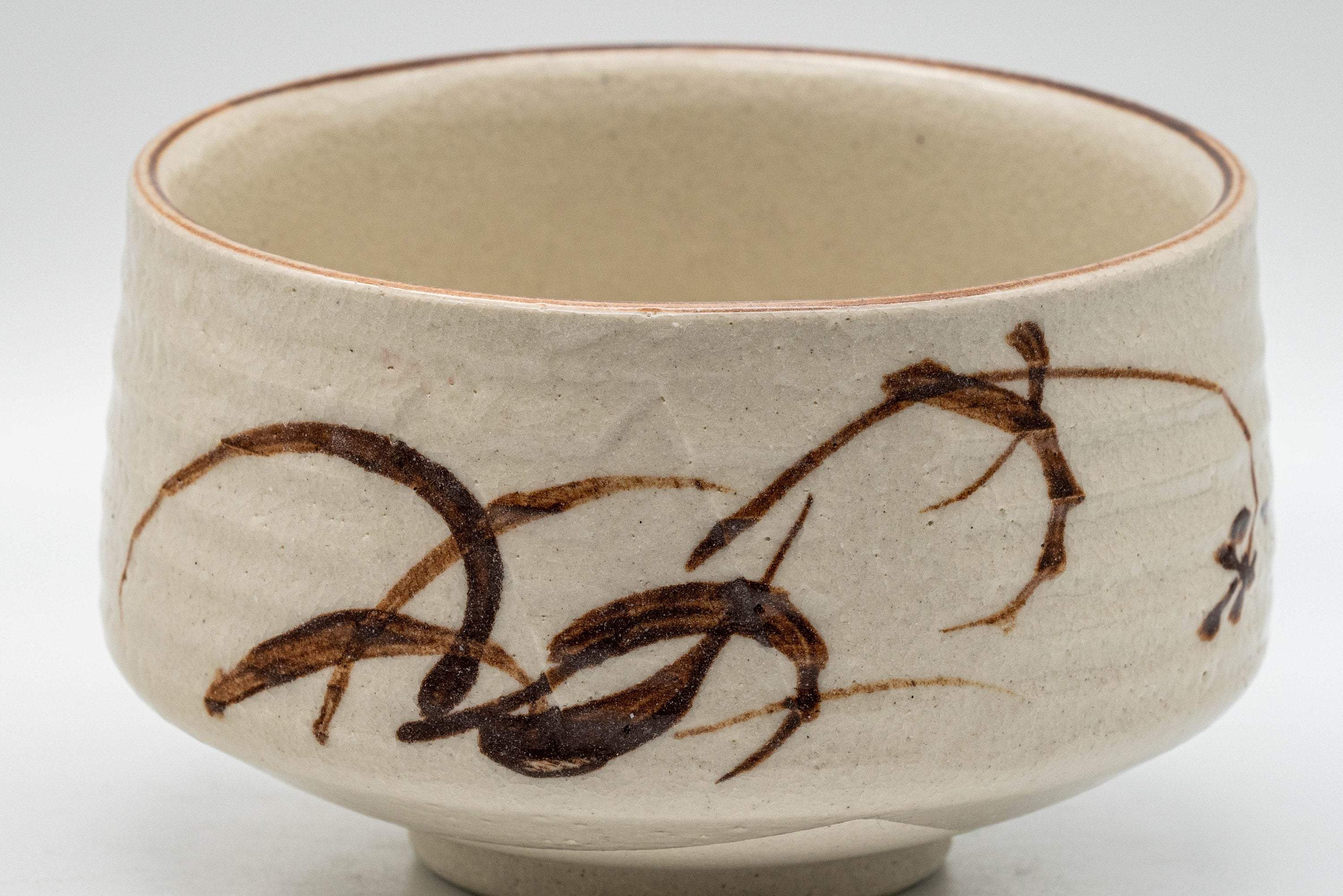 Japanese Matcha Bowl - Cream Glazed Hantsutsu-gata Chawan - 450ml